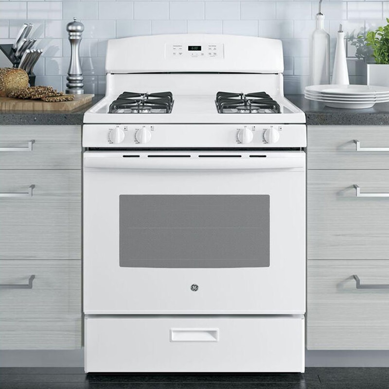 GE 30 in. 4.8 cu. ft. Gas Range with 4 Sealed Burners - White, White, hires