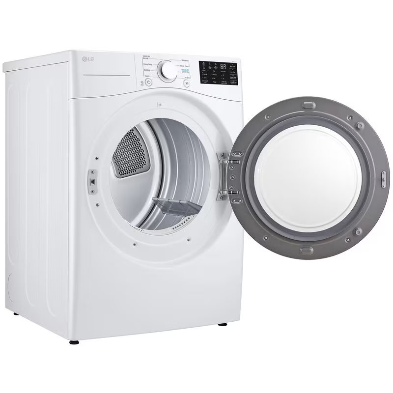 LG 27 in. 7.4 cu. ft. Stackable Electric Dryer with FlowSense Duct Clogging Indicator & Sensor Dry - White, White, hires