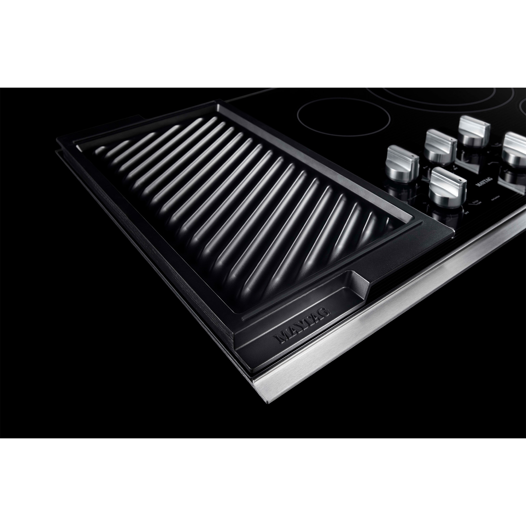 Maytag 36 in. 5-Burner Electric Cooktop with Power Burner, Reversible Grill & Griddle - Stainless Steel, , hires