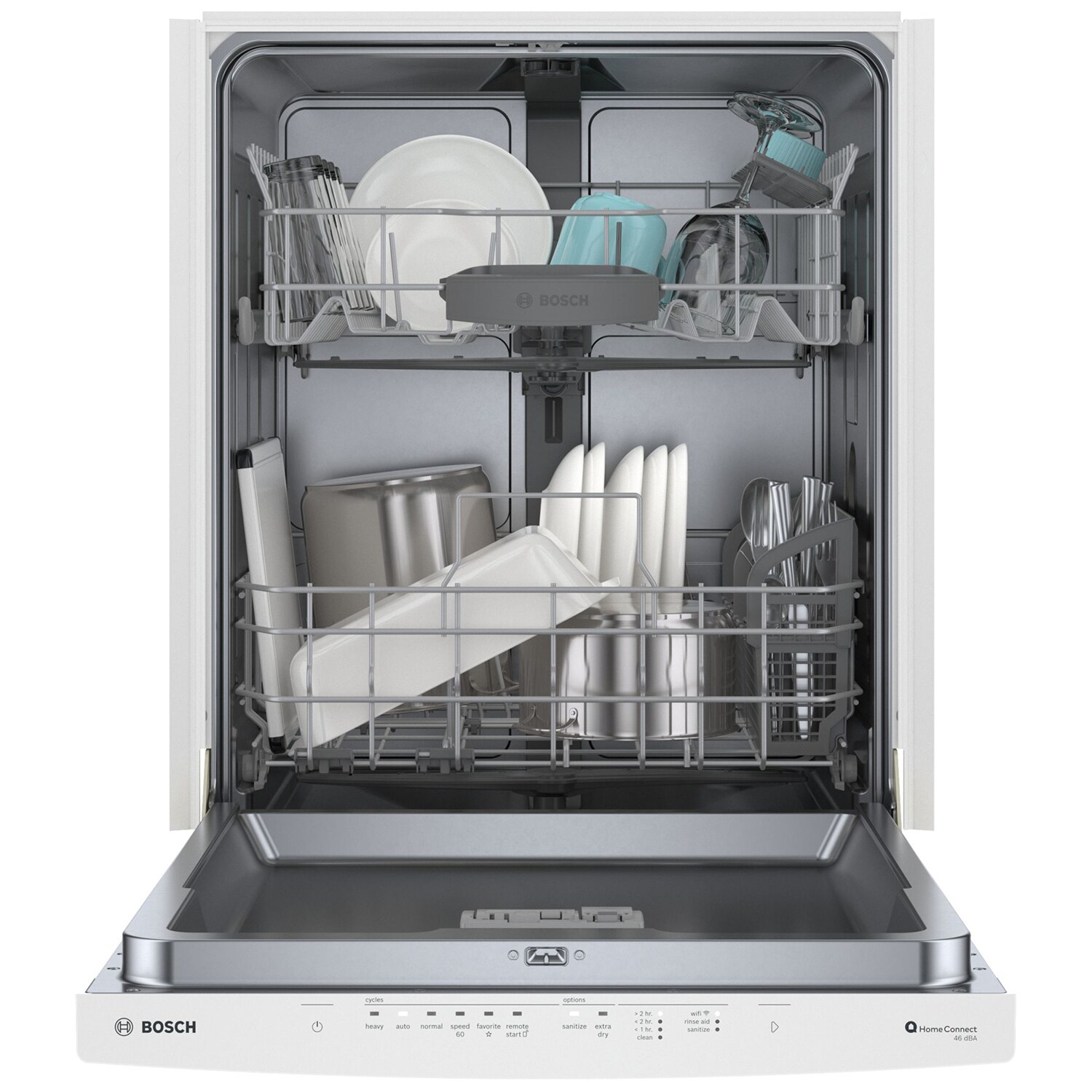Bosch 300 Series 24 in. Top Control Smart Dishwasher with 46 dBa Sound Level, 3rd-Rack, PureDry & Pocket - White, White, hires