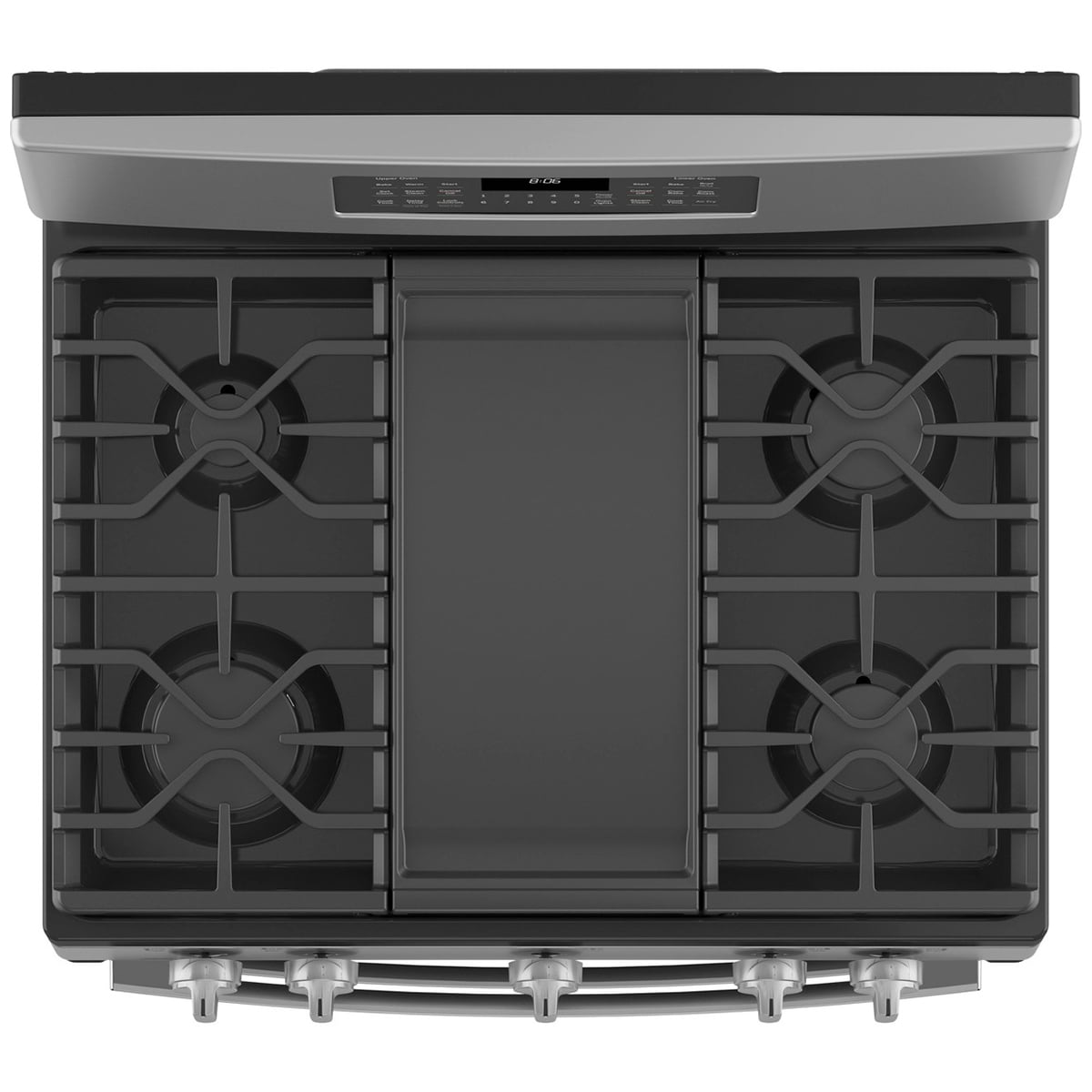 GE 30 in. 6.8 cu. ft. Air Fry True European Convection Double Oven Gas Range with 5 Sealed Burners & Griddle - Stainless Steel, Stainless Steel, hires