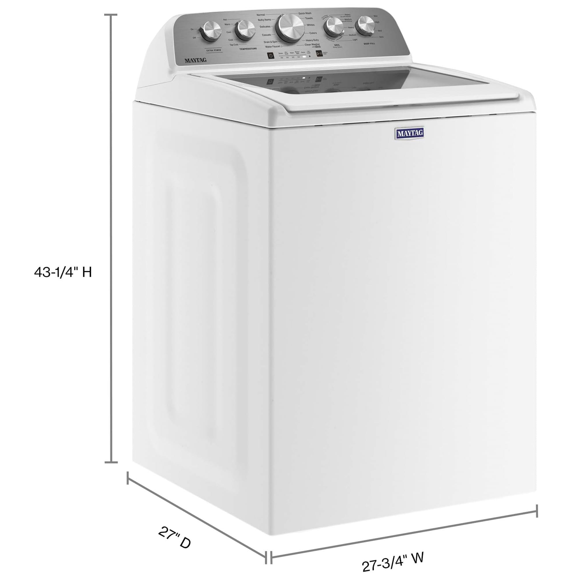 Maytag 28 in. 4.7 cu. ft. Top Load Washer with Power Agitator - White, White, hires