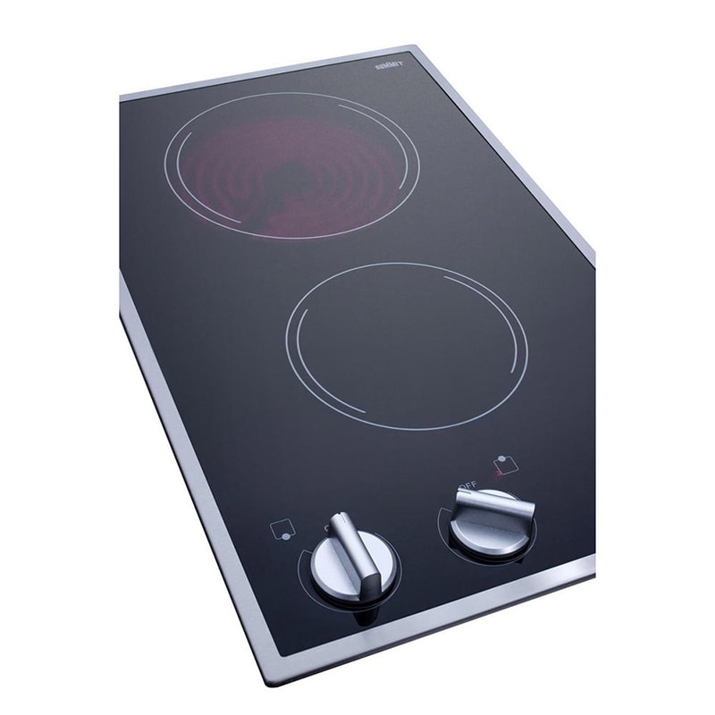 Summit 12 in. 2-Burner Electric Cooktop - Black Glass, , hires