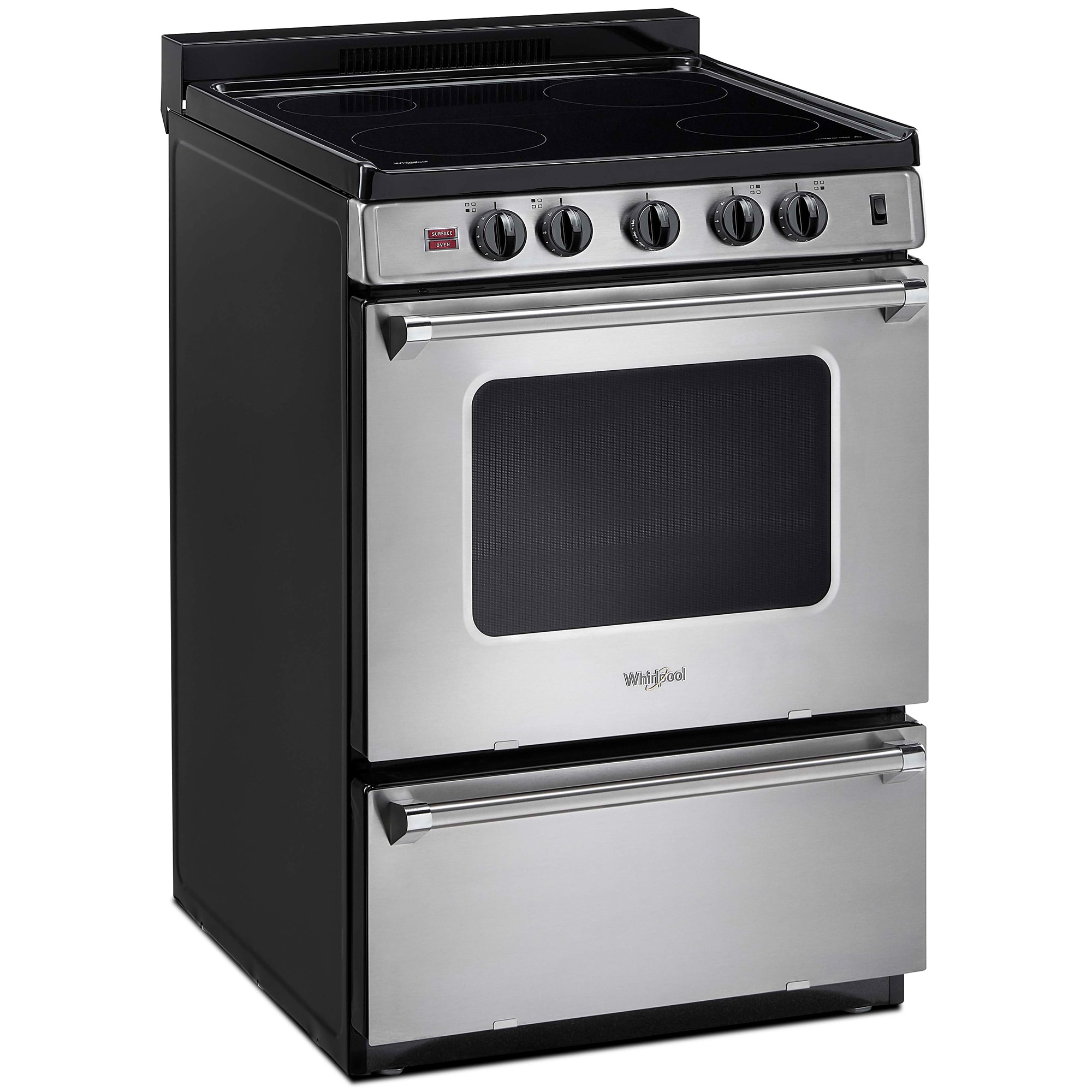 Whirlpool 24 in. 2.9 cu. ft. Electric Range with Radiant Burners - Stainless Steel, , hires