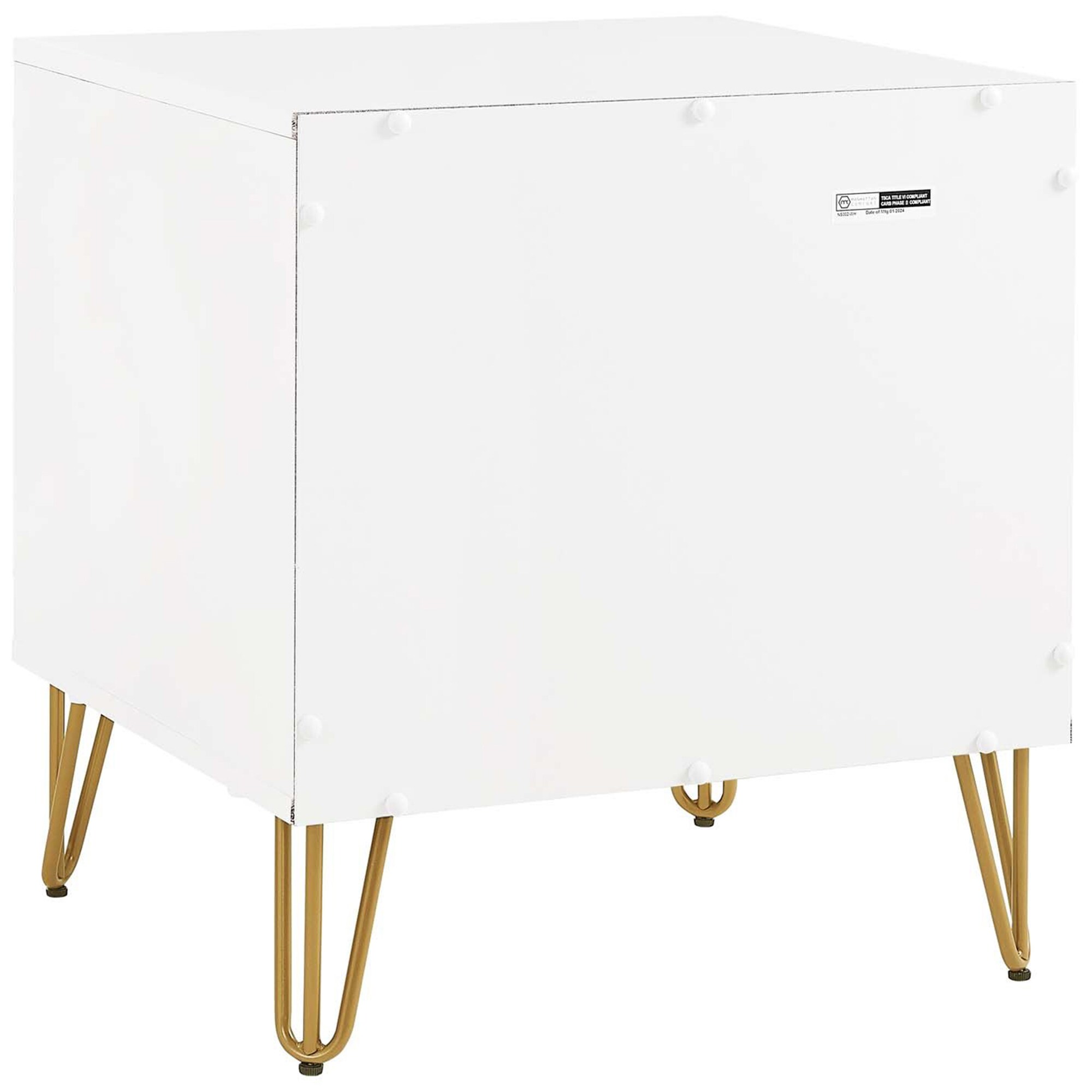 Manhattan Comfort DUMBO 2.0 Modern Nightstand with 2 Drawer & Metal Feet - White, White, hires