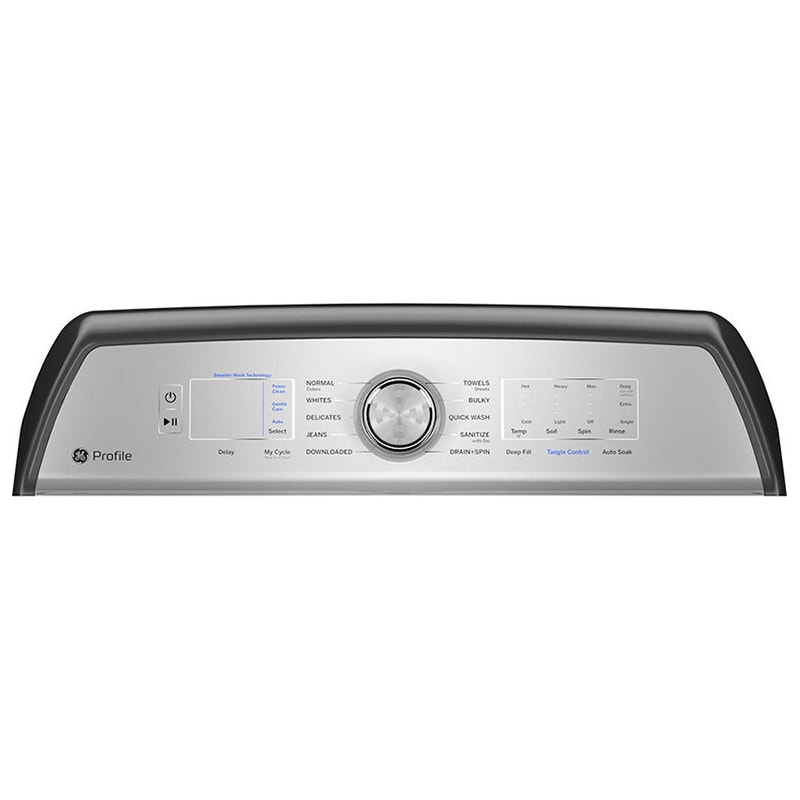 GE Profile 28 in. 4.9 cu. ft. Smart Top Load Washer with Agitator, Smarter Wash Technology, FlexDispense & Sanitize with Oxi - Diamond Gray, Diamond Gray, hires