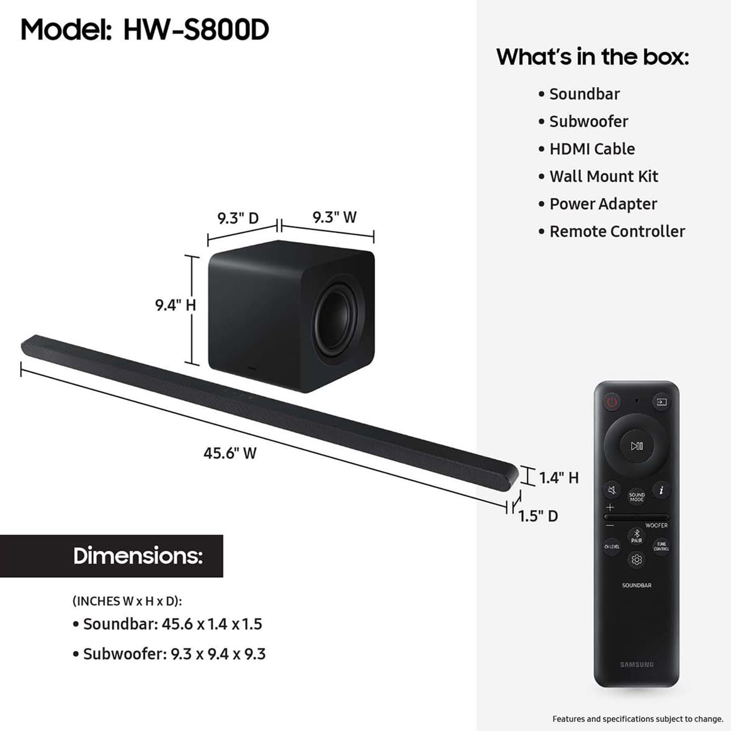 Samsung Ultra-slim 3.1.2 Channel Dolby Atmos Smart Sound Bar with Bluetooth & Wireless Subwoofer - Titan Black, Titan Black, hires