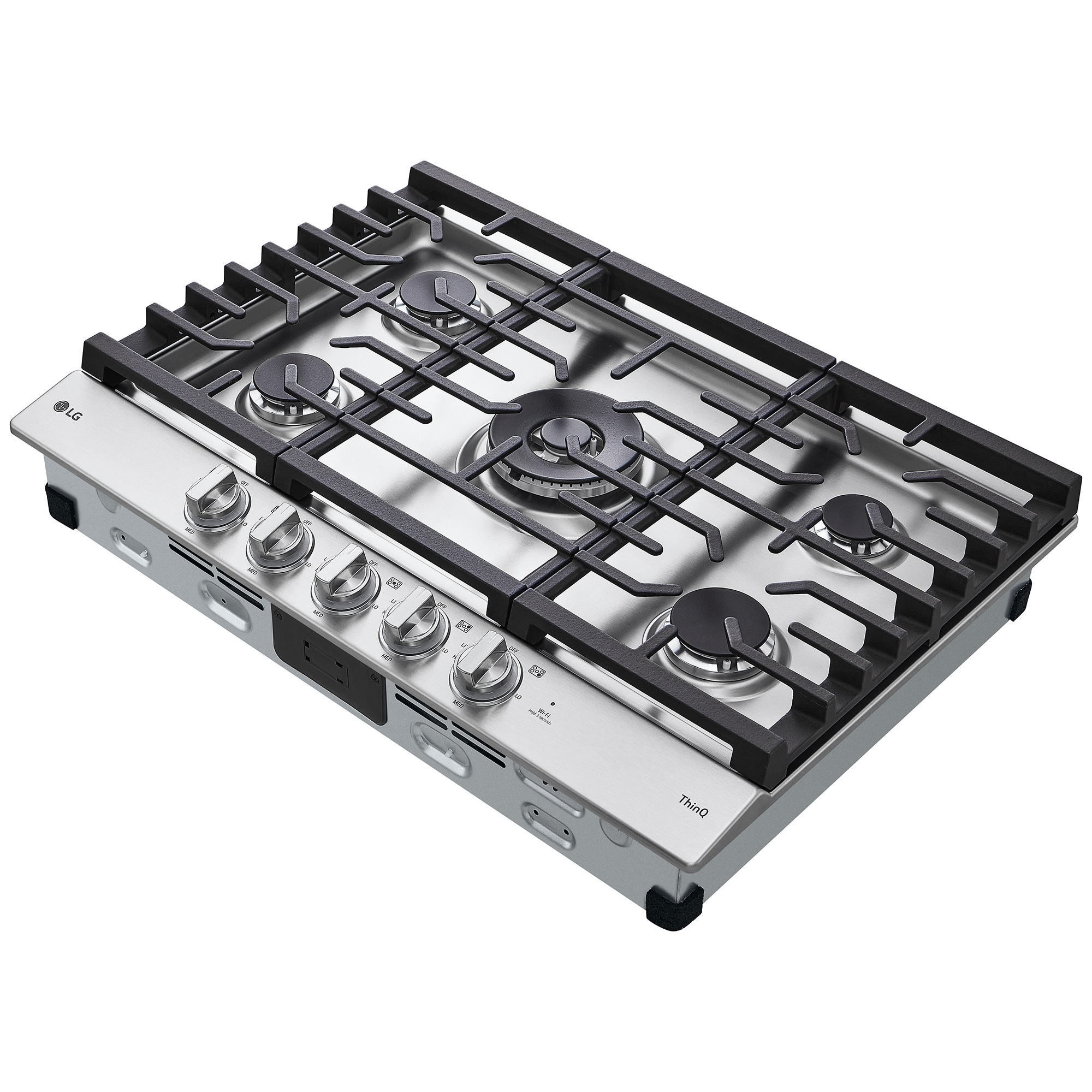 LG 30 in. 5-Burner Smart Natural Gas Cooktop with Griddle, Simmer Burner & Power Burner - Stainless Steel, , hires