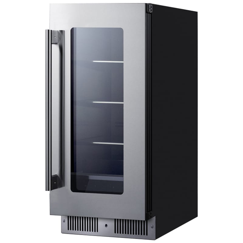 Summit 15 in. Built-In/Freestanding 1.9 cu. ft. Compact Bevrage Center with Adjustable Shelves & Digital Control - Stainless Steel, , hires