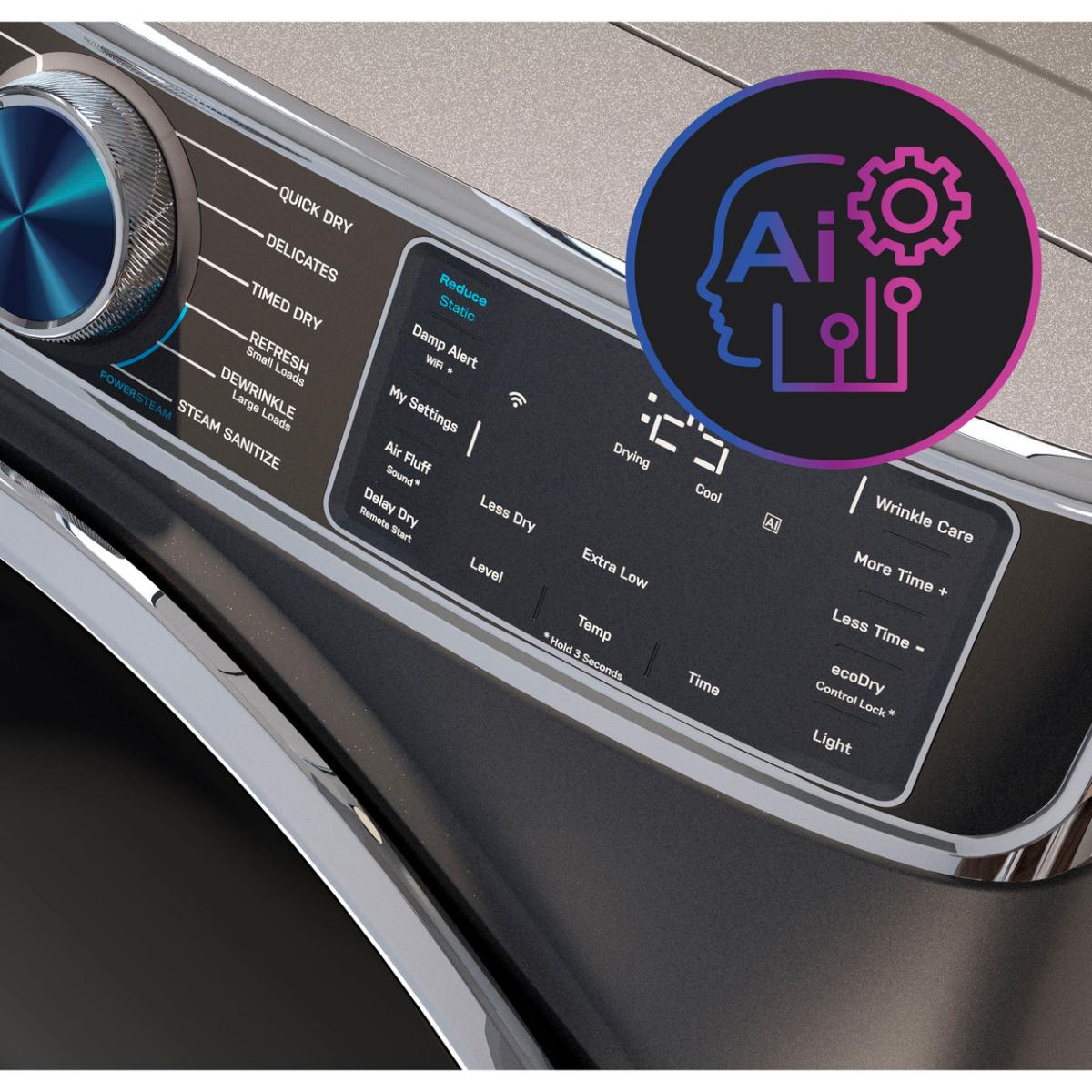 GE 28 in. 7.8 cu. ft. Smart Stackable Electric Dryer with Sensor Dry, Sanitize & Steam Cycle - Carbon Graphite, , hires