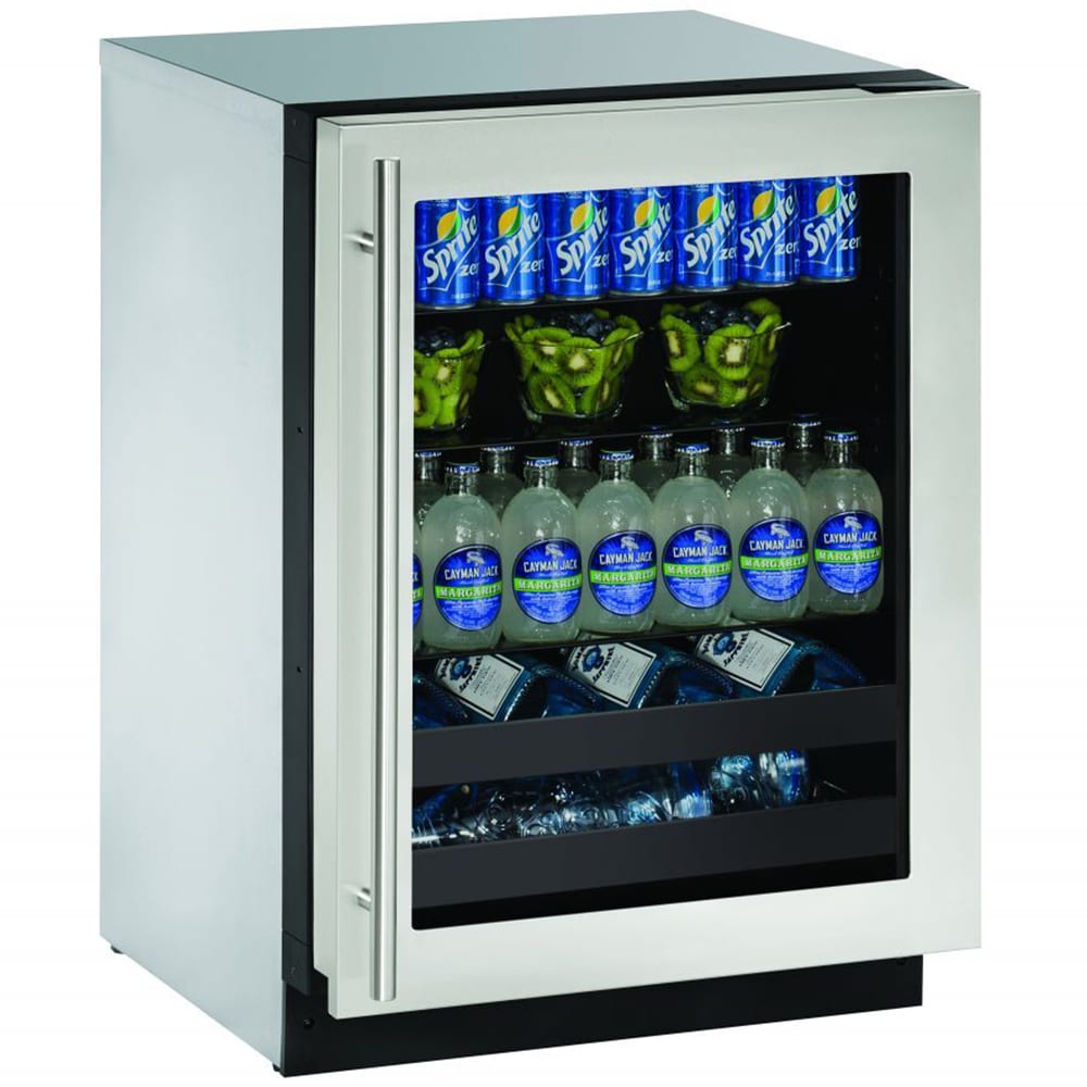 U-Line 2000 Series 24 in. 4.9 cu. ft. Built-In Beverage Center with Adjustable Shelves & Digital Control - Stainless Steel, , hires