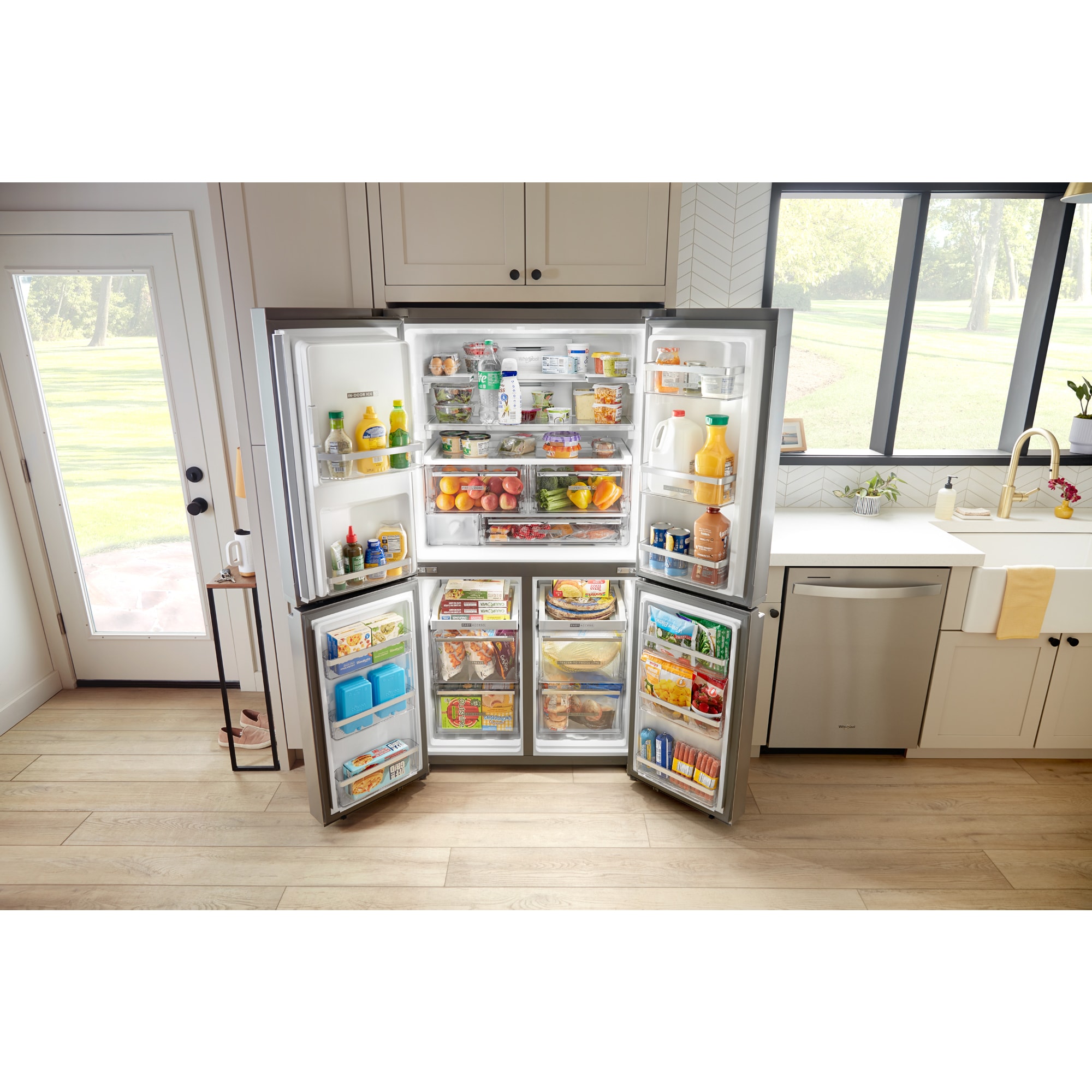 Whirlpool 36 in. 19.1 cu. ft. Counter Depth 4-Door French Door Refrigerator with Ice & Water Dispenser - Fingerprint Resistant Stainless Steel, , hires