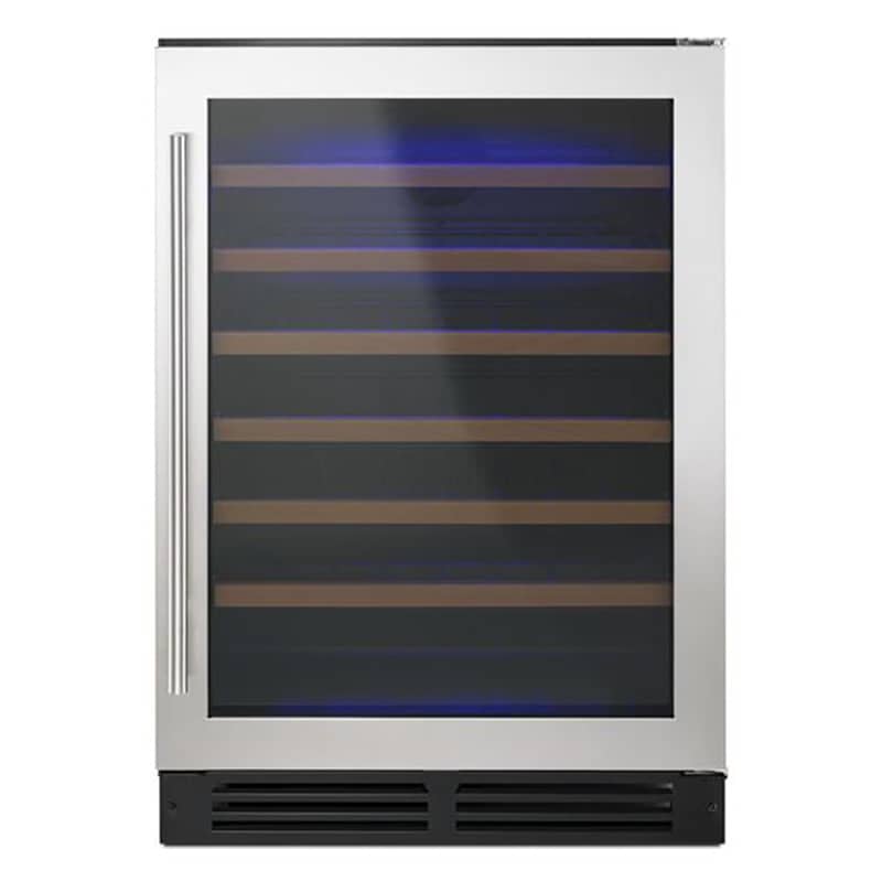 Whirlpool 24 in. Undercounter Wine Cooler with Wood Racks, Single Temperature Zone & 54 Bottle Capacity - Stainless Steel, , hires