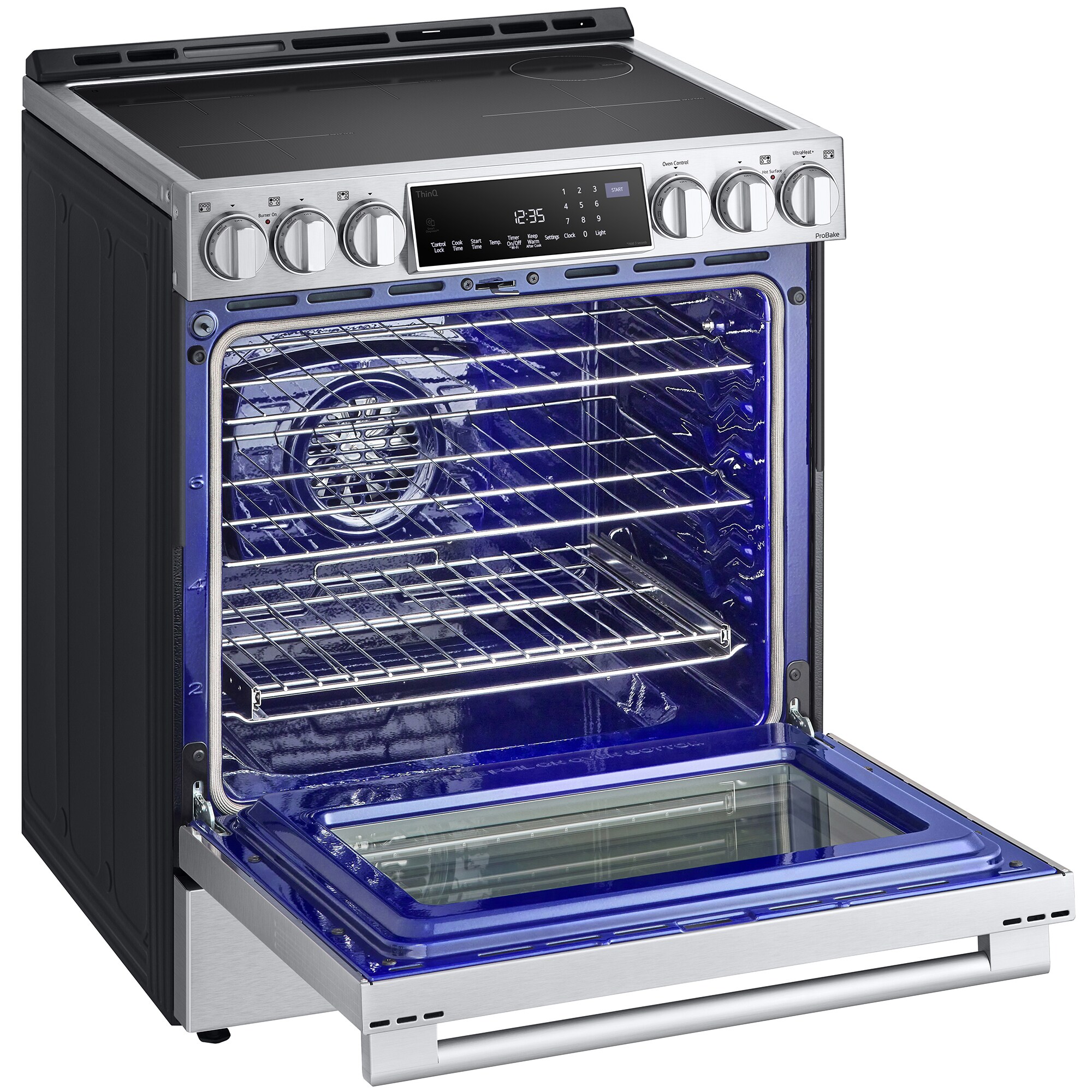 LG Studio 30 in. 6.3 cu. ft. Smart Air Fry True European Convection Slide-In Electric Range with 4 Induction Burners & 1 Radiant Burner - Stainless Steel, , hires