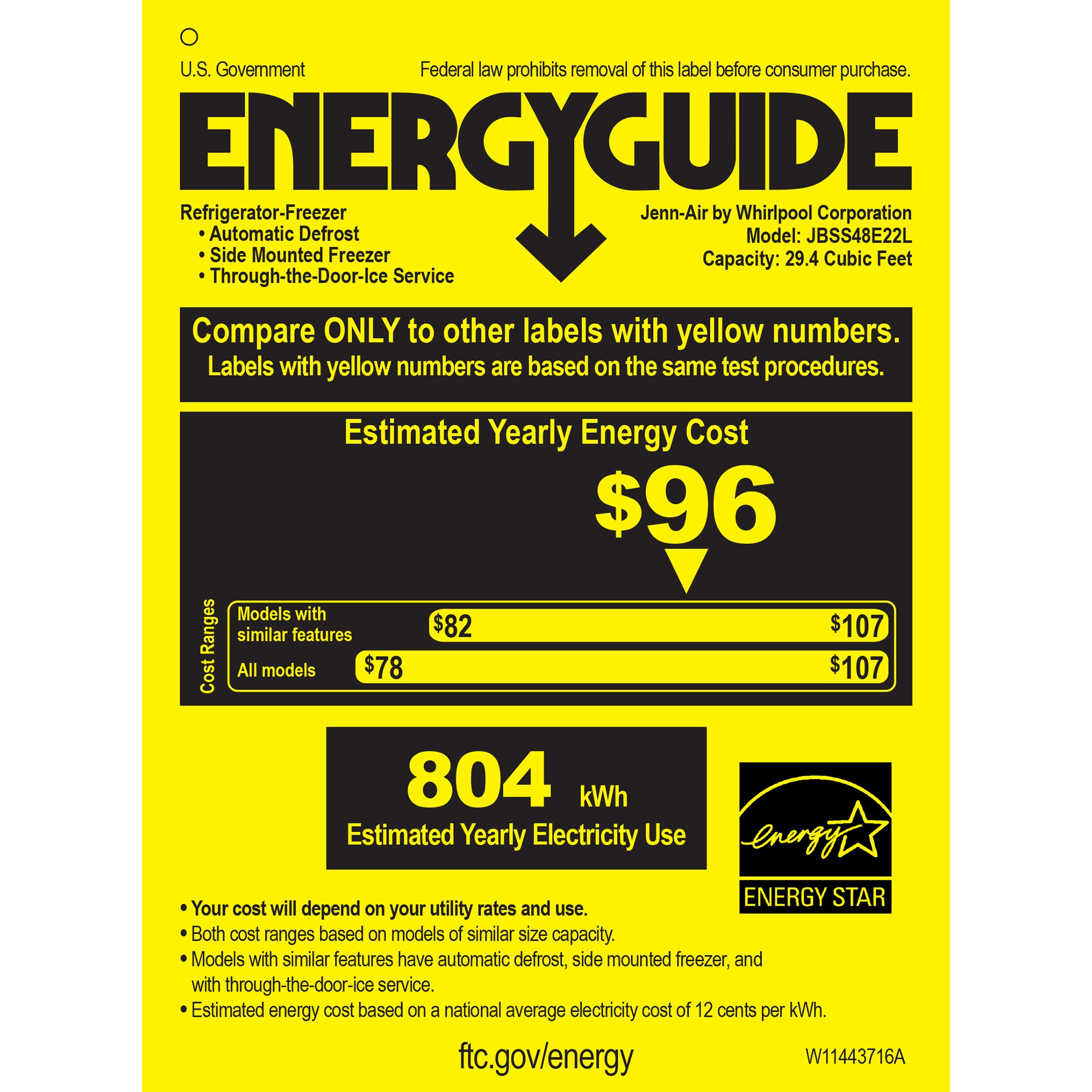 JennAir Rise 48 in. 29.4 cu. ft. Built-In Counter Depth Side by Side Refrigerator with Ice & Water Dispenser - Stainless Steel, , hires