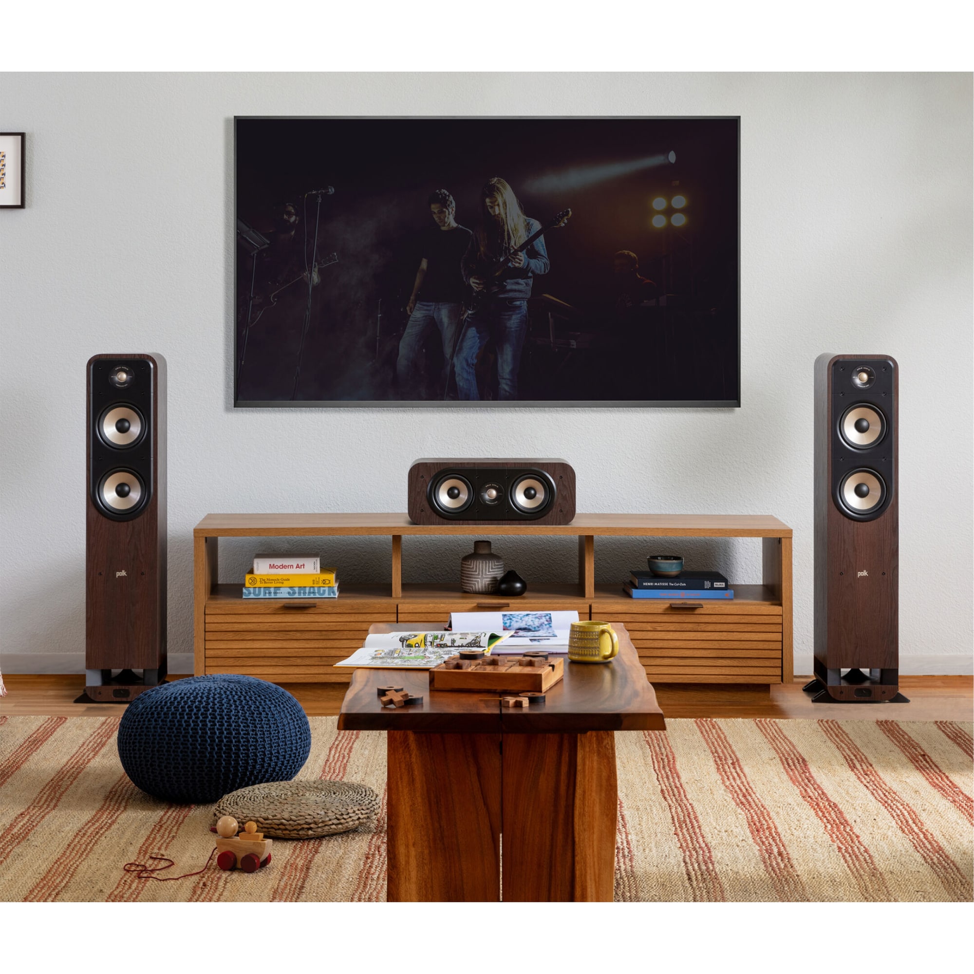 Polk Signature Elite ES55 High-Quality Floor-Standing Tower Speaker - Brown, Brown, hires
