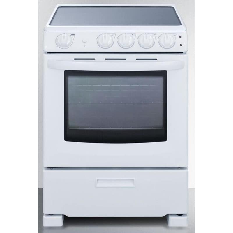 Summit White Pearl Series 24 in. 2.9 cu. ft. Slide-In Electric Range with Smoothtop Burners - White, , hires
