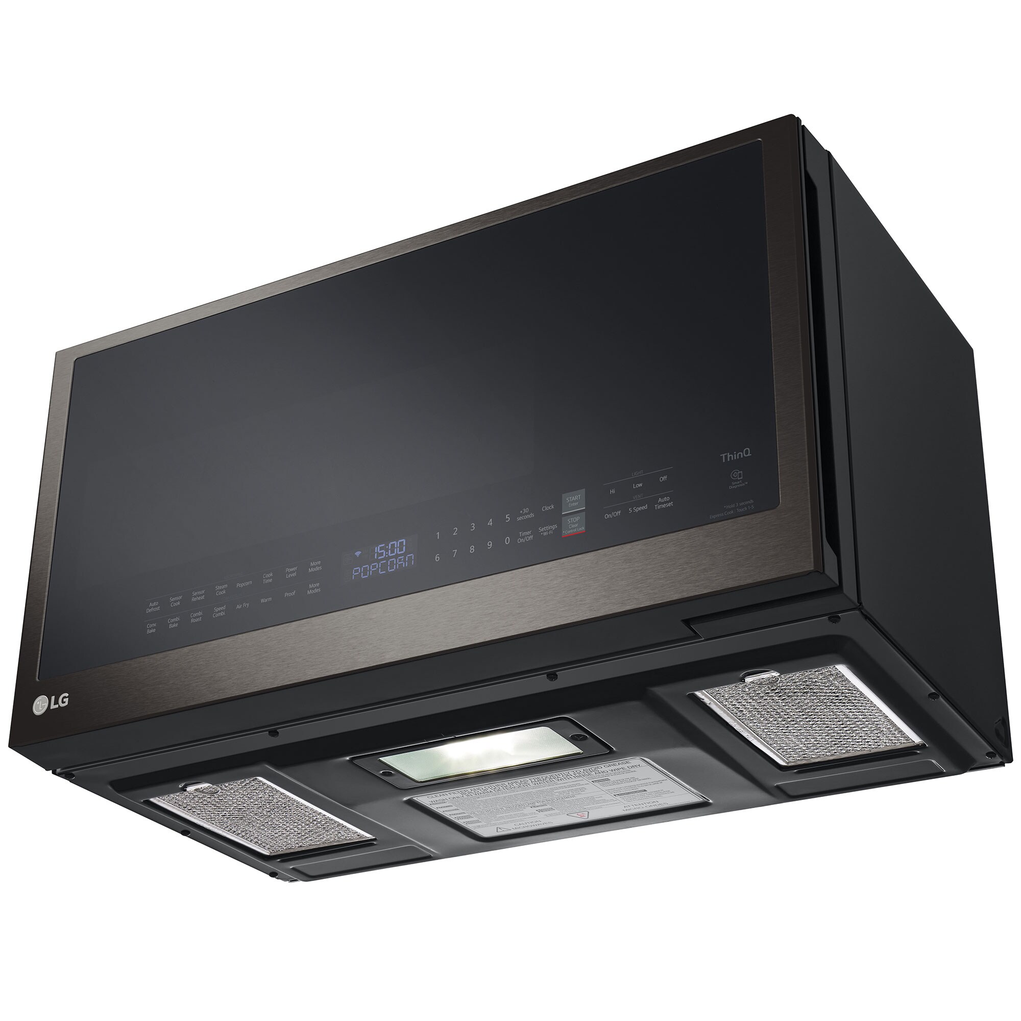 LG 30 in. 1.7 cu. ft. 950W Smart Over-the-Range Microwave with 300 CFM, Convection & Sensor Cooking - PrintProof Black Stainless Steel, PrintProof Black Stainless Steel, hires