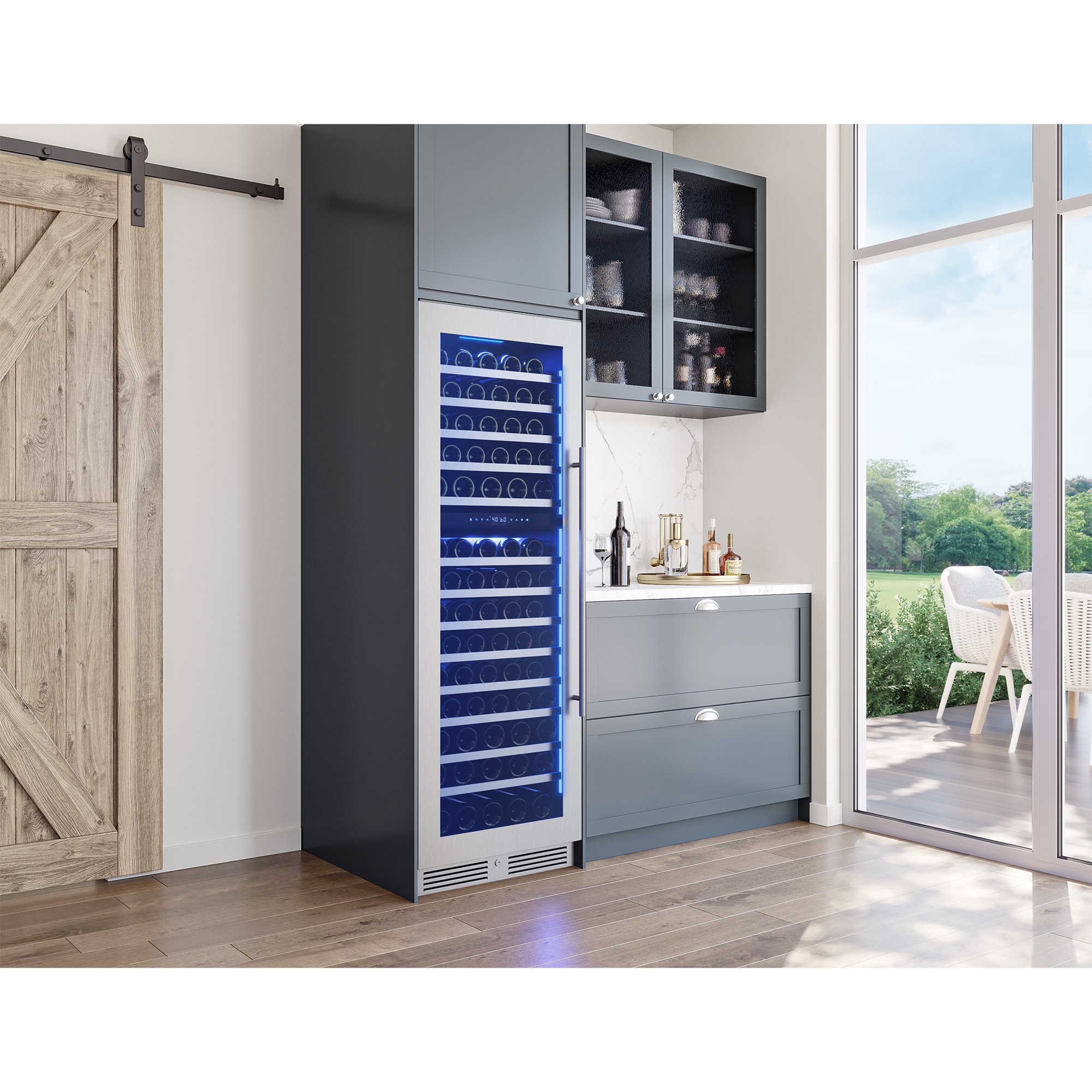 Zephyr Presrv Series 24 in. Wine Cooler with Wood Racks, Dual Temperature Zones & 132 Bottle Capacity - Stainless Steel, , hires