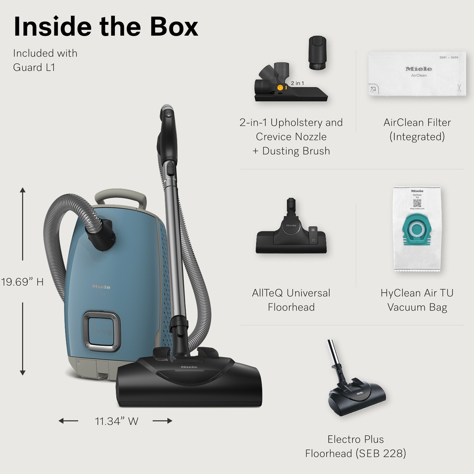 Miele Guard L1 Canister Vacuum with 5 Additional Tools, , hires