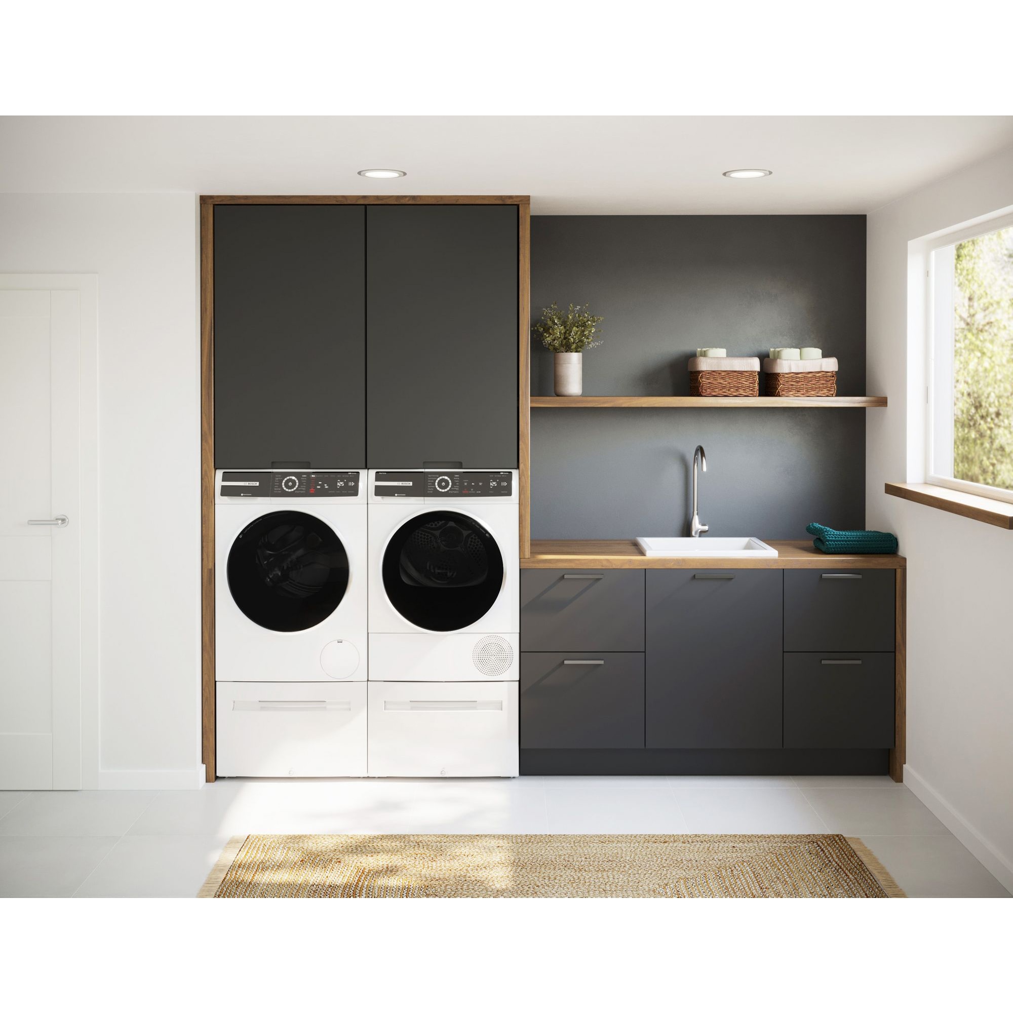 Bosch 500 Series 24 in. 2.4 cu. ft. Smart Stackable Front Load Washer with Sanitize Cycle - White, , hires