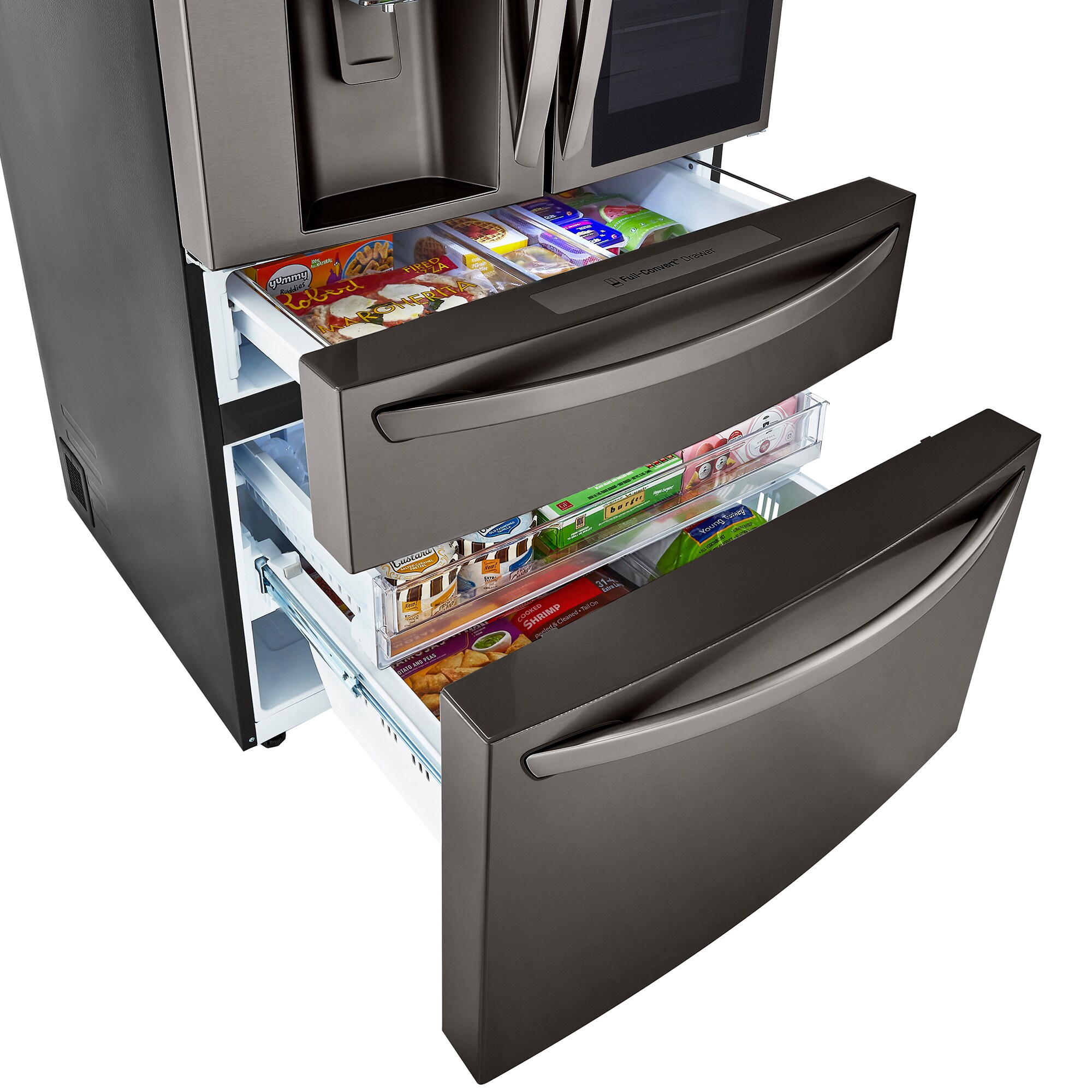 LG InstaView 36 in. 22.5 cu. ft. Smart Counter Depth 4-Door French Door Refrigerator with Ice & Water Dispenser - PrintProof Black Stainless Steel, PrintProof Black Stainless Steel, hires