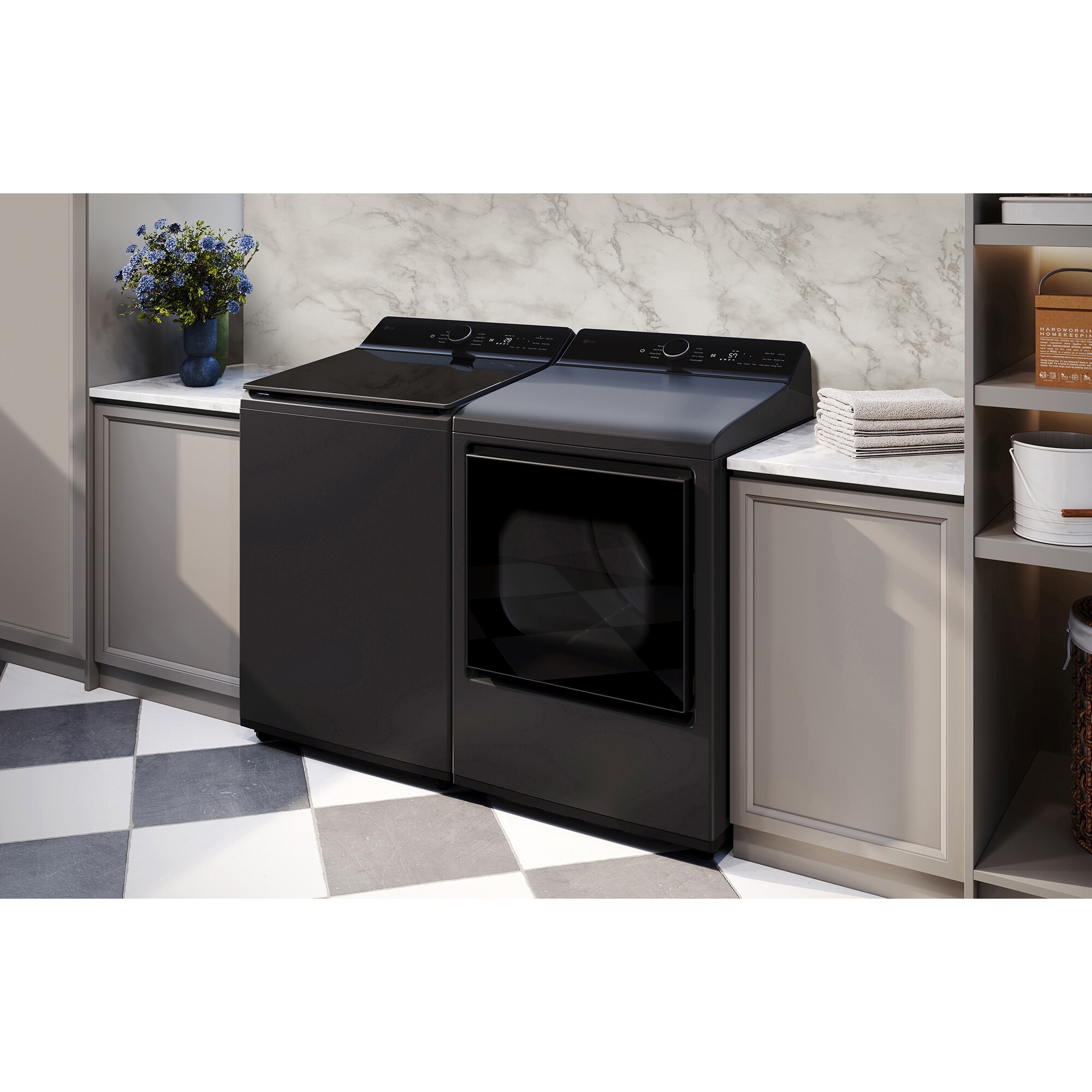 LG 27 in. 7.3 cu. ft. Smart Electric Dryer with EasyLoad Door & AI Sensor Dry - Matte Black, Matte Black, hires
