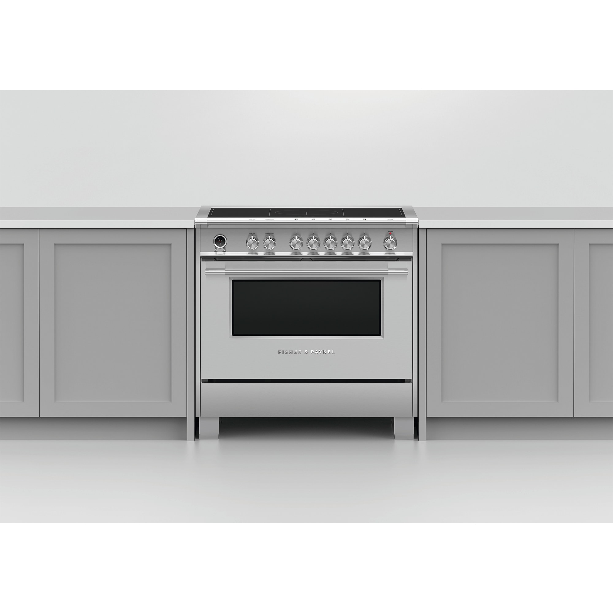 Fisher & Paykel Series 9 Classic 36 in. 4.9 cu. ft. Dual Convection Electric Range with 5 Induction Burners - Stainless Steel, , hires