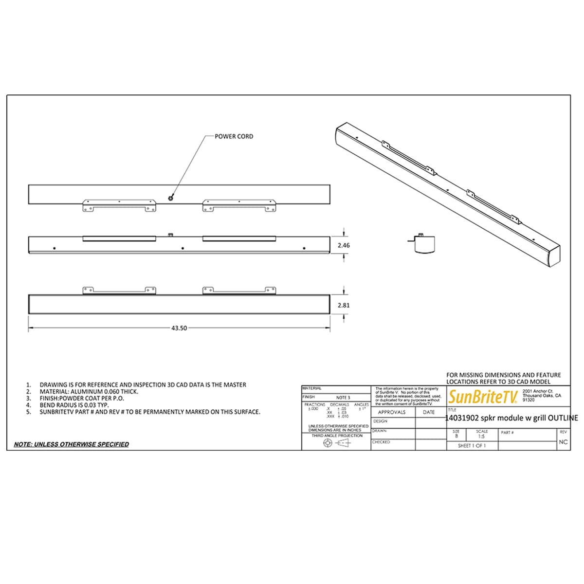 SunBrite TV Standard 2 Channel Outdoor Sound Bar - Black, , hires