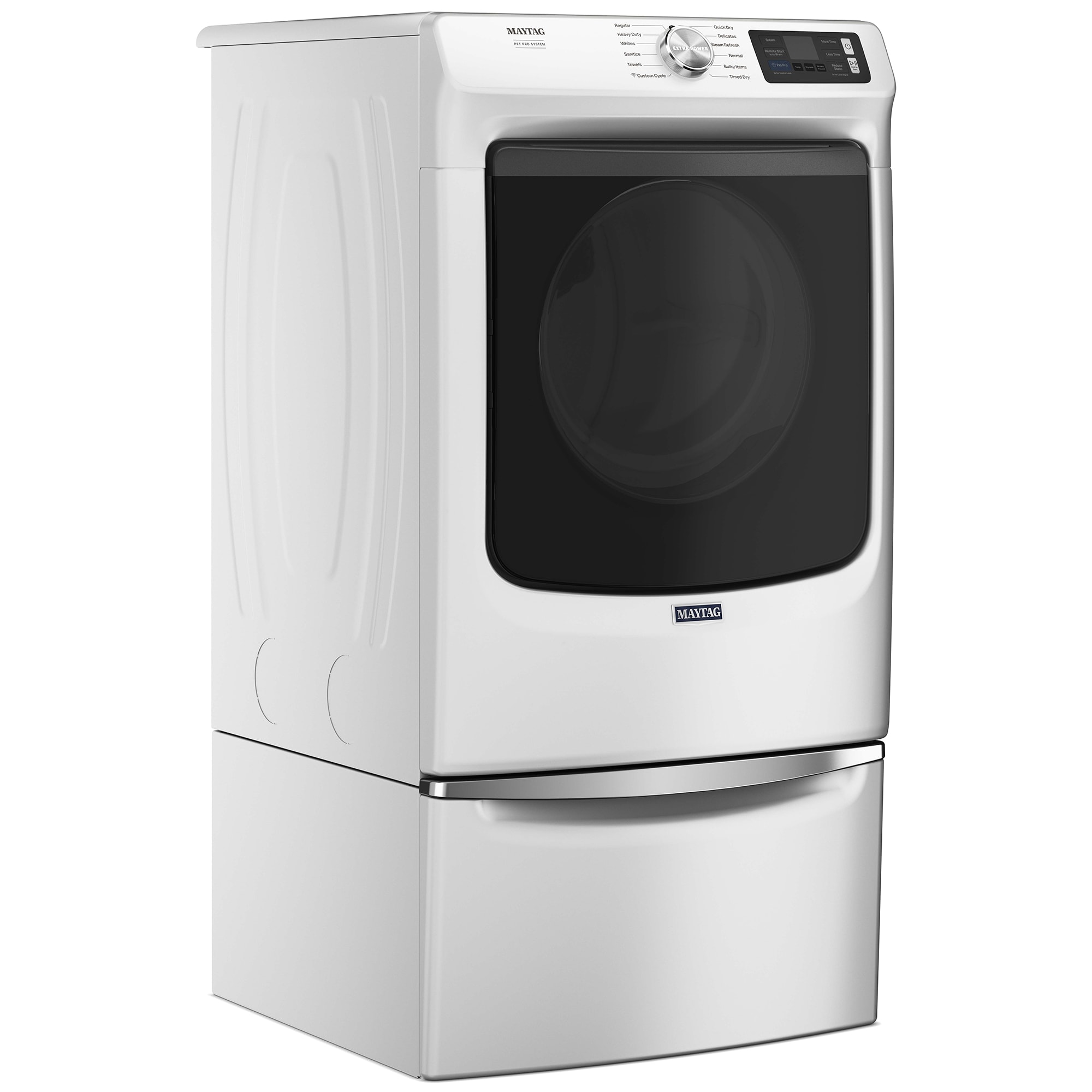 Maytag Pet Pro 27 in. 7.4 cu. ft. Smart Stackable Electric Dryer with Sensor Dry, Sanitize & Steam Cycle - White, White, hires