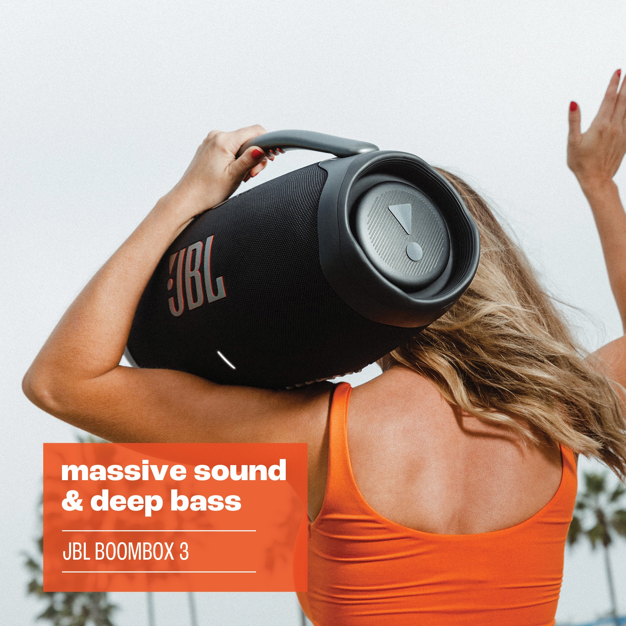 JBL Boombox 3 Portable Rechargeable Splashproof Bluetooth Speaker - Black, Black, hires