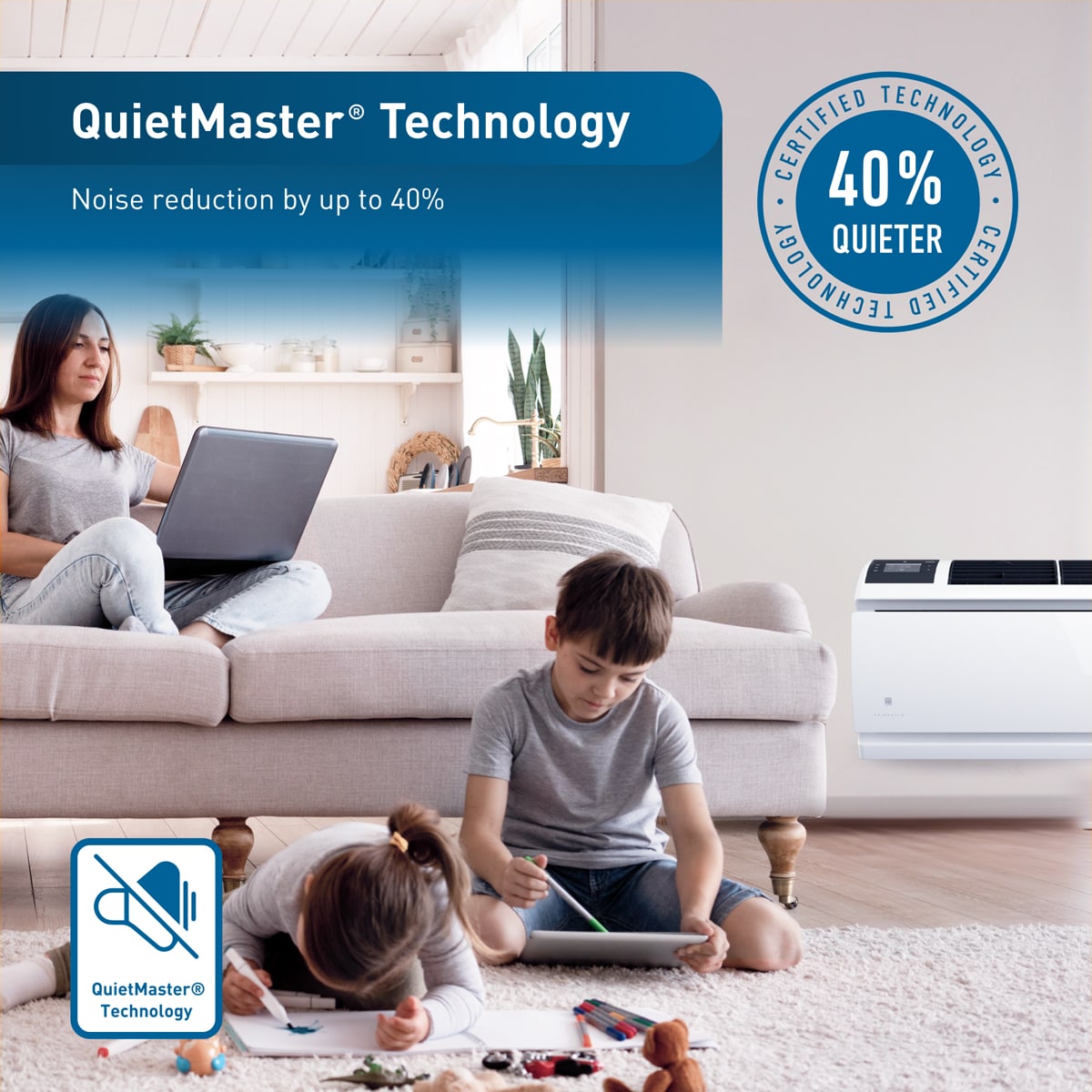 Friedrich WallMaster Inverter Series 16,800 BTU 230V Smart Through-the-Wall Air Conditioner, 3 Fan Speeds, Remote Control - Cool Grey, , hires
