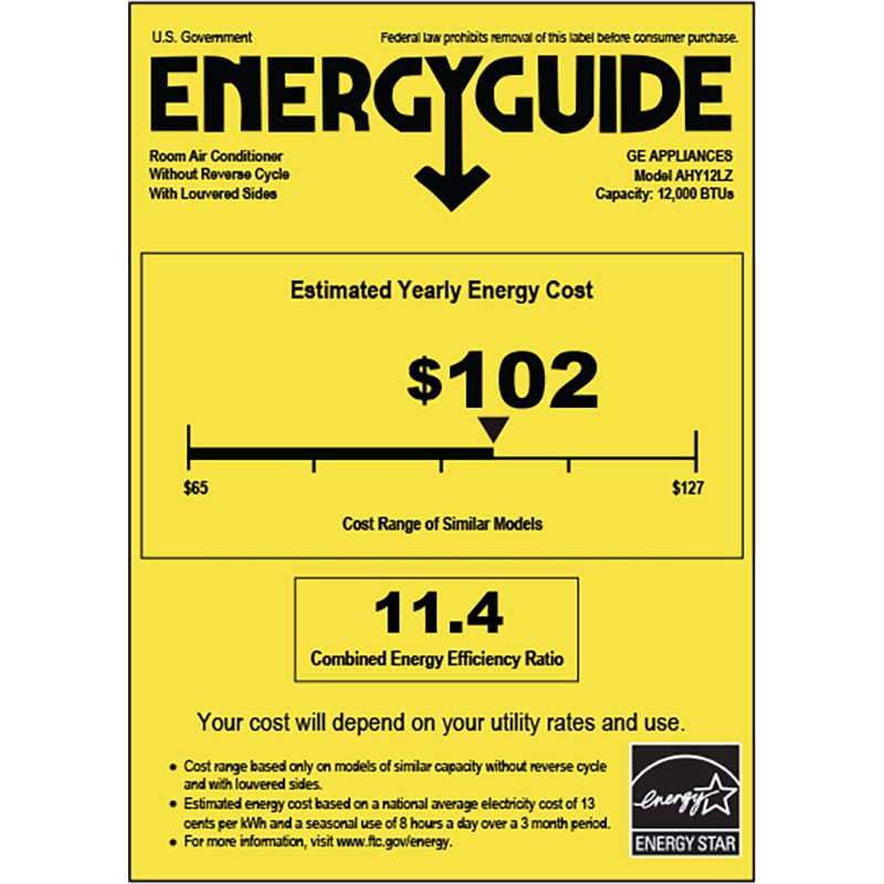 GE 12,000 BTU Smart Energy Star Window Air Conditioner with 3 Fan Speeds & Sleep Mode - White, , hires
