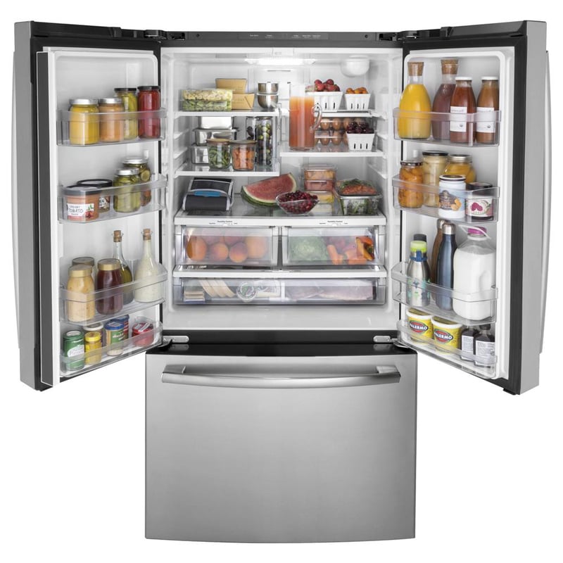 GE 36 in. 27 cu. ft. French Door Refrigerator with Internal Water Dispenser - Fingerprint Resistant Stainless, Fingerprint Resistant Stainless, hires