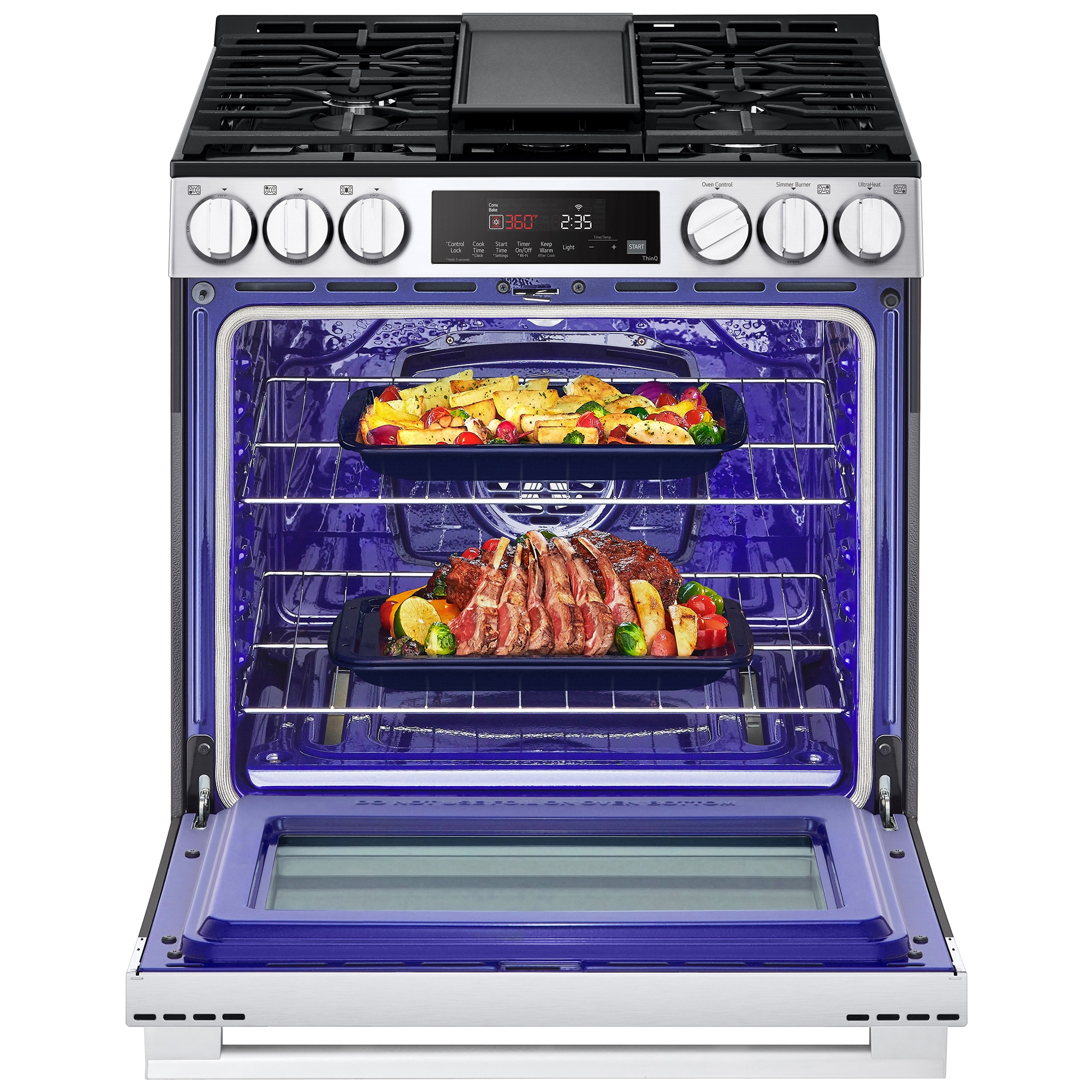 LG 30 in. 6.3 cu. ft. Smart Air-Fry Standard Convection Slide-In Gas Range with 5 Sealed Burners & Griddle - PrintProof Stainless Steel, , hires