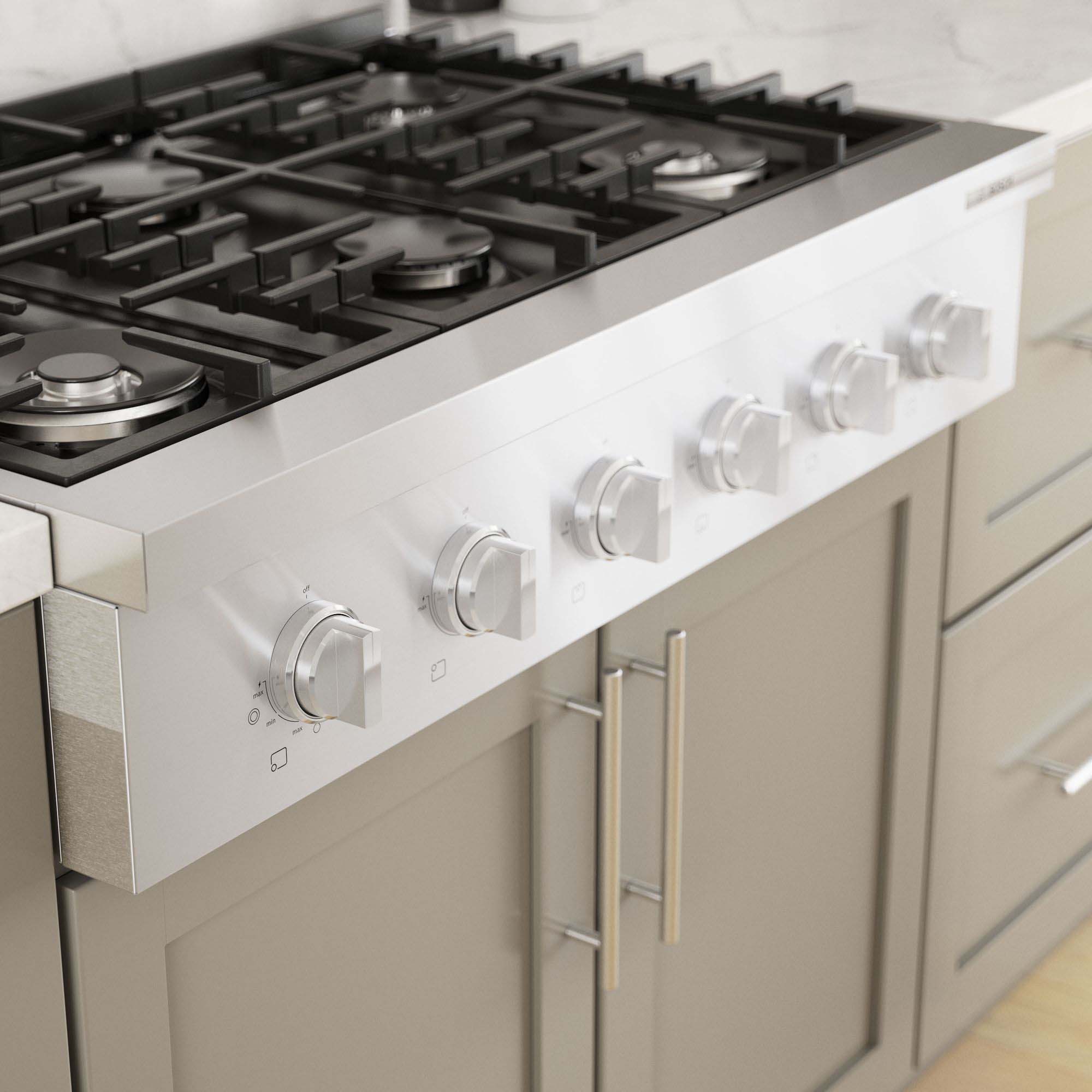 Bosch 800 Series 36 in. 6-Burner Natural Gas Rangetop with Simmer Burner & Power Burner - Stainless Steel, , hires