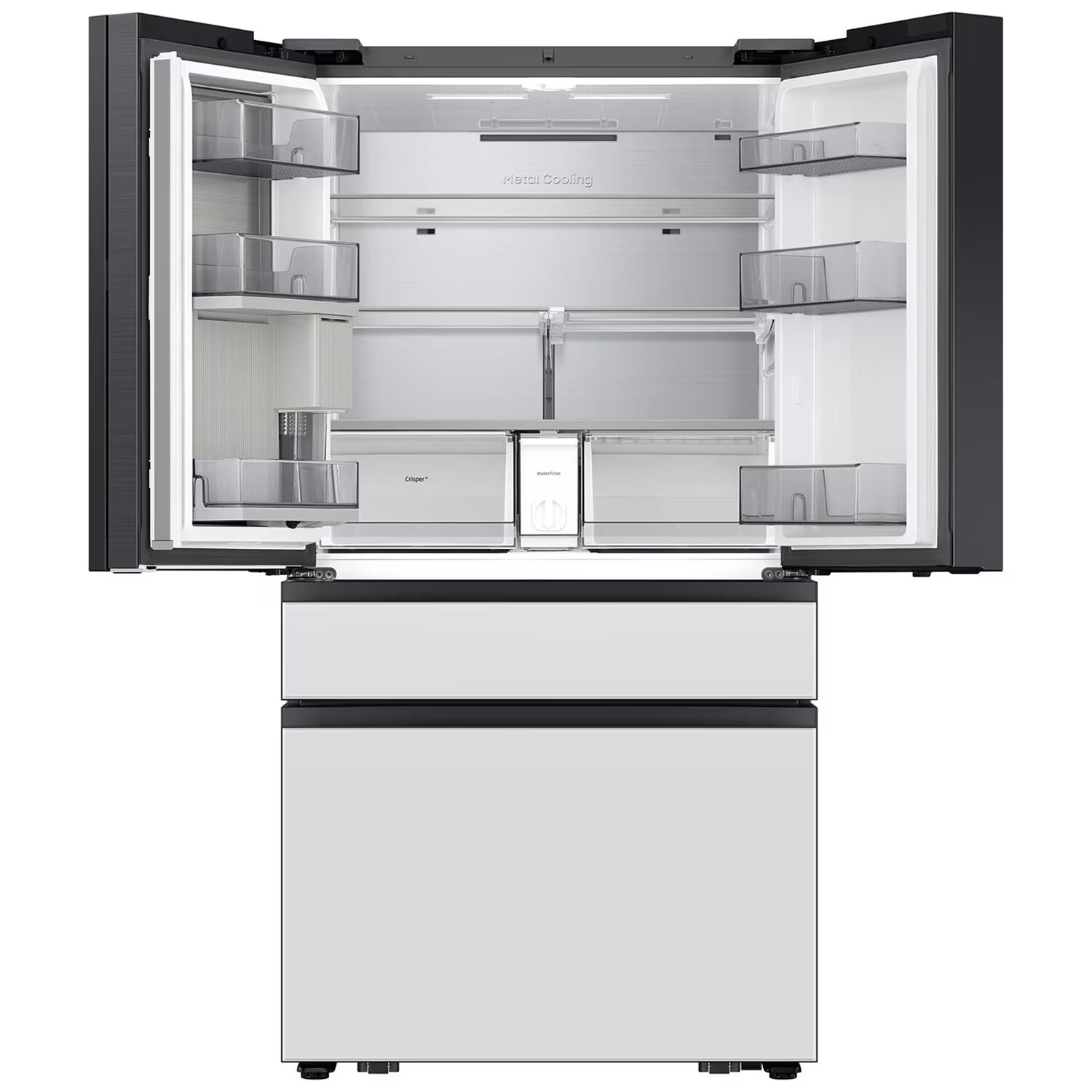 Samsung Bespoke 36 in. 28.6 cu. ft. Smart 4-Door French Door Refrigerator with AI Family Hub+, Beverage Center & Internal Water Autofill Pitcher - White Glass, , hires