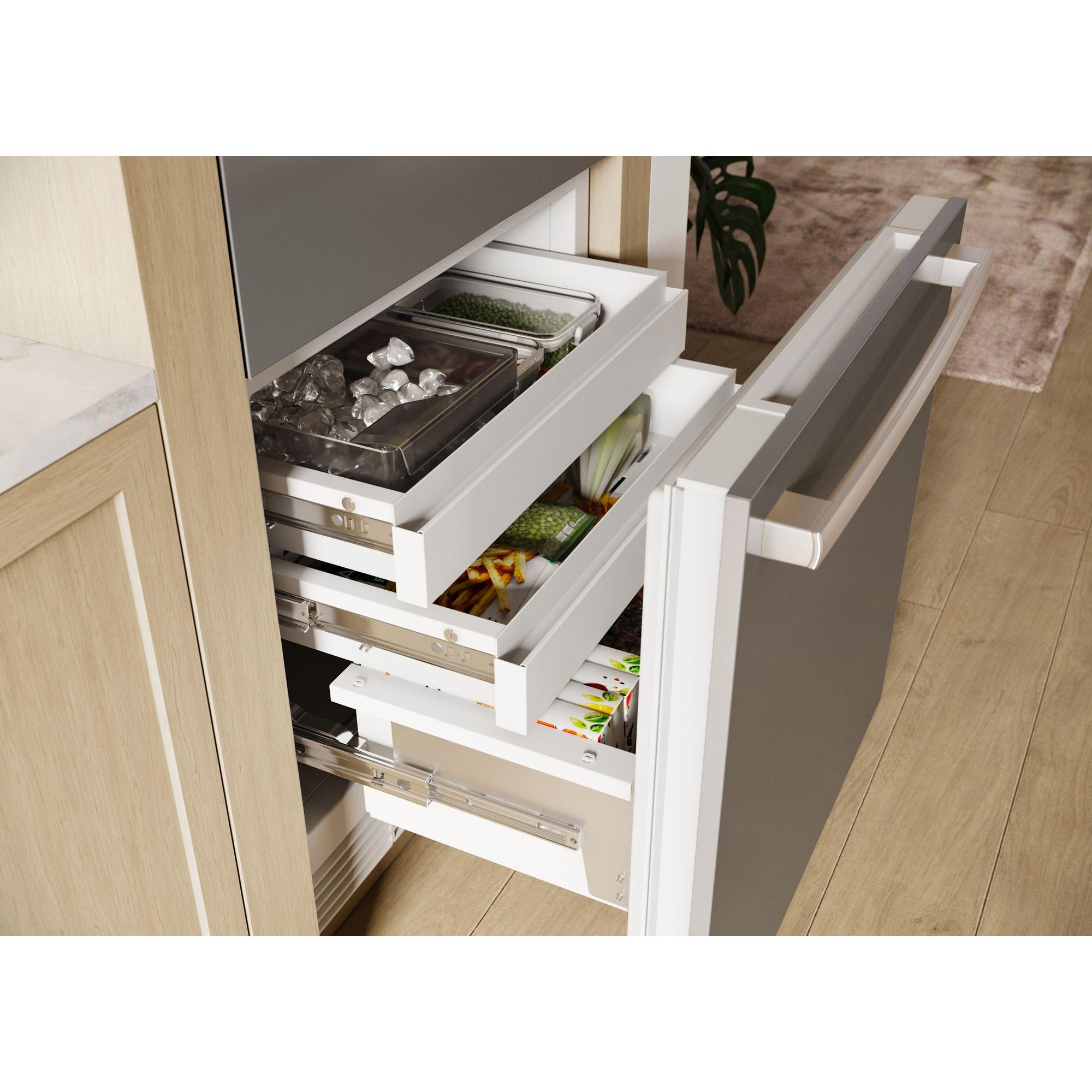 Bosch Benchmark Series 30 in. 16.5 cu. ft. Built-In Smart Counter Depth Bottom Freezer Refrigerator with Internal Water Dispenser - Stainless Steel, , hires