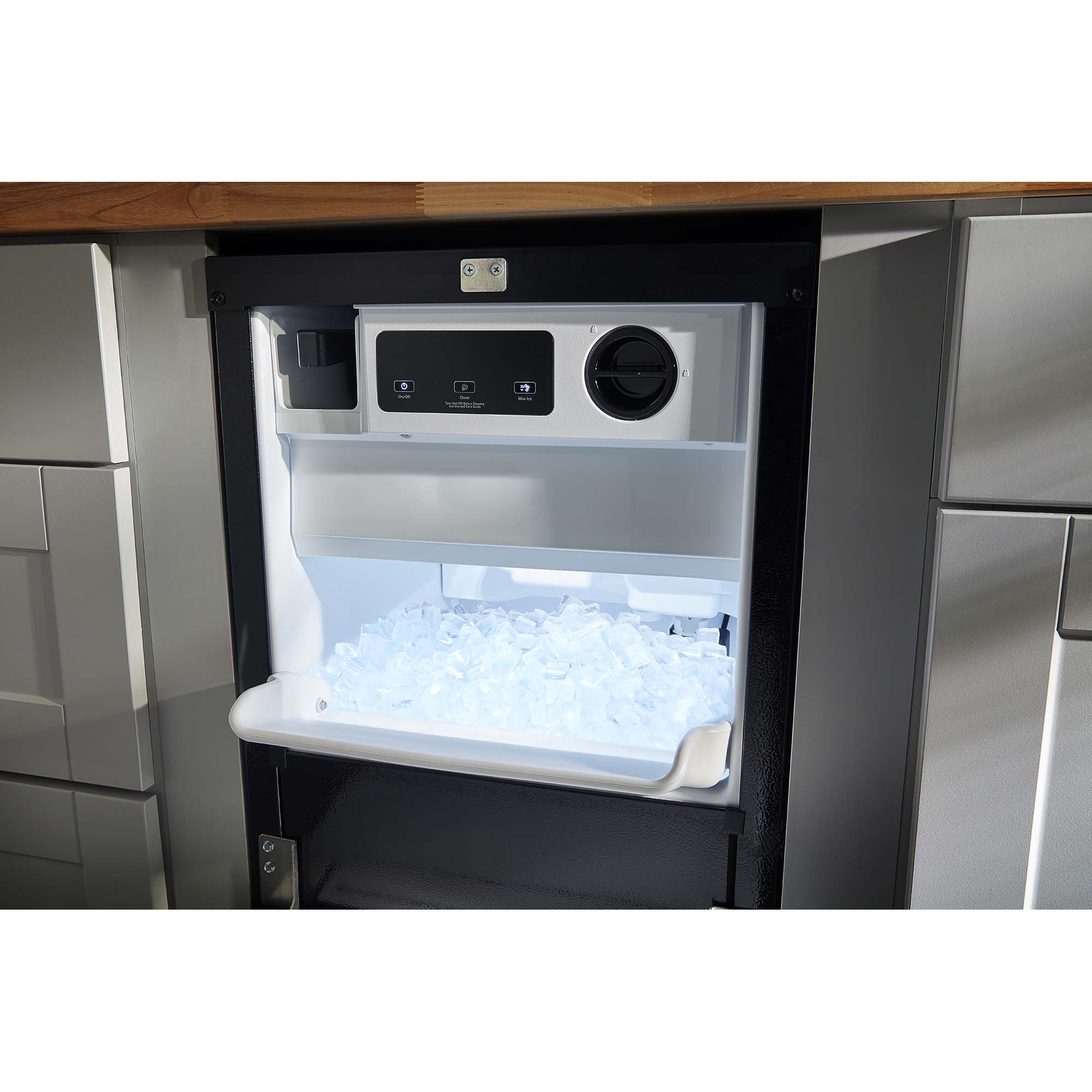 KitchenAid 18 in. Built-In Undercounter Ice Maker with 35 lb. Ice Storage, Auto-Defrost & Digital Control - Stainless Steel with PrintShield Finish, , hires