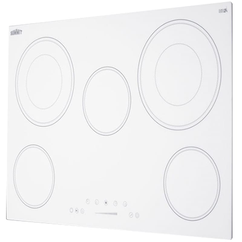 Summit 30 in. 5-Burner Electric Cooktop with Power Burner - White, , hires