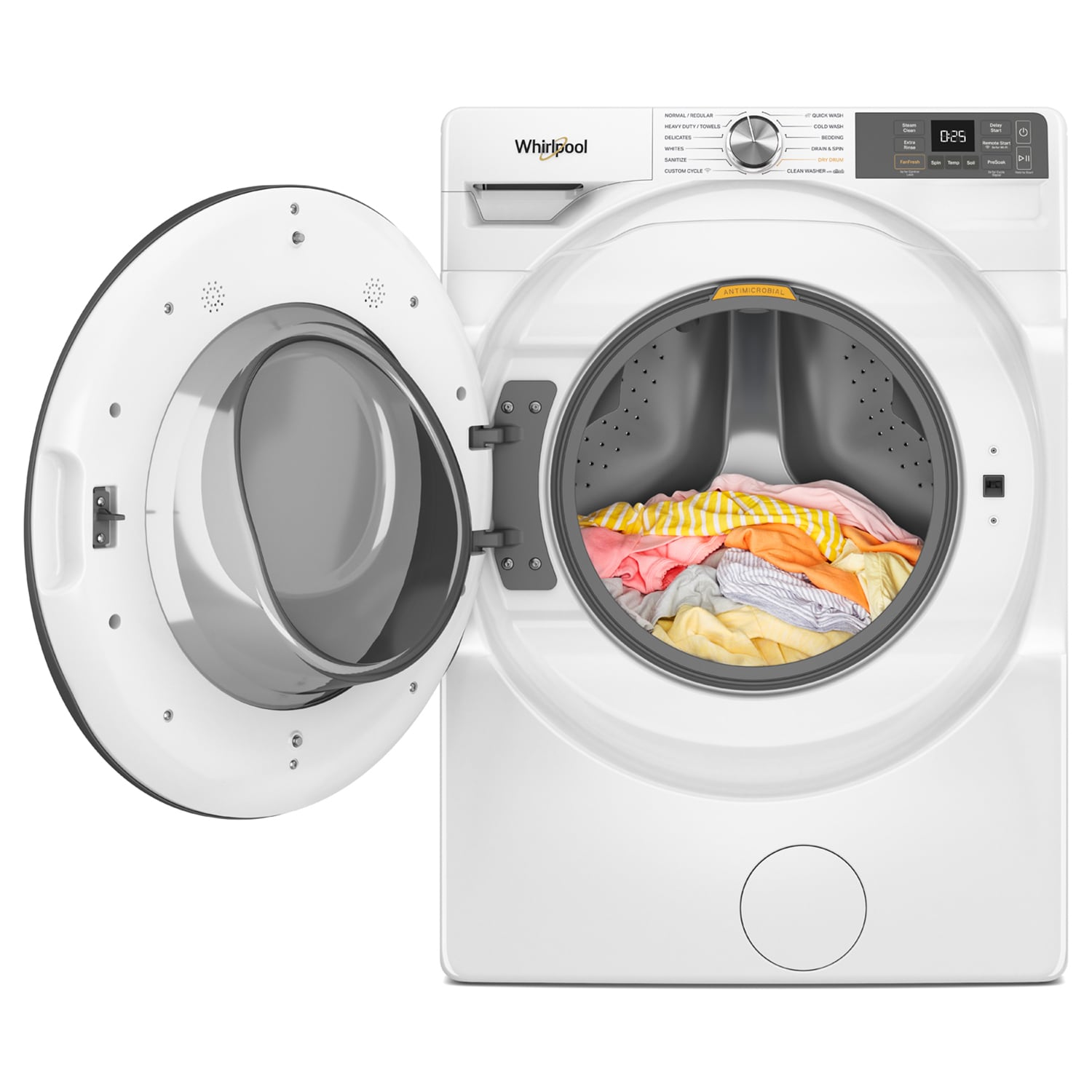 Whirlpool 27 in. 4.5 cu. ft. Smart Stackable Front Load Washer with FreshFlow Vent System, Sanitize & Steam Cycle - White, White, hires