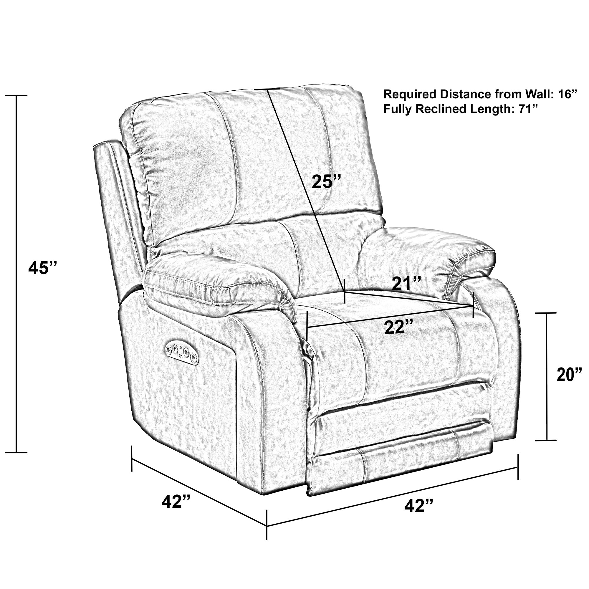 Catnapper Thornton Power Lay Flat Recliner with Power Headrest - Steel, Steel, hires