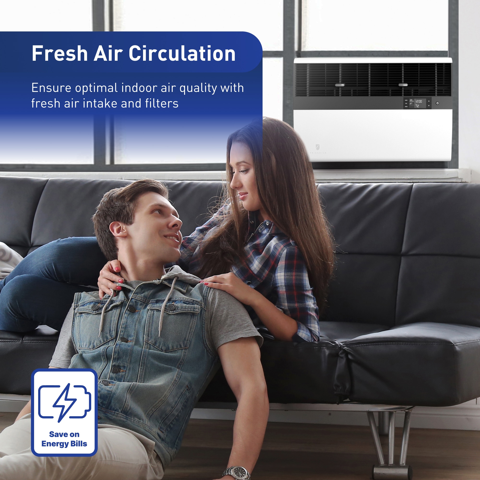 Friedrich Kuhl Series 12,000 BTU 230V Heat/Cool Smart Window/Wall Air Conditioner with 3 Fan Speeds & Remote Control - White, , hires