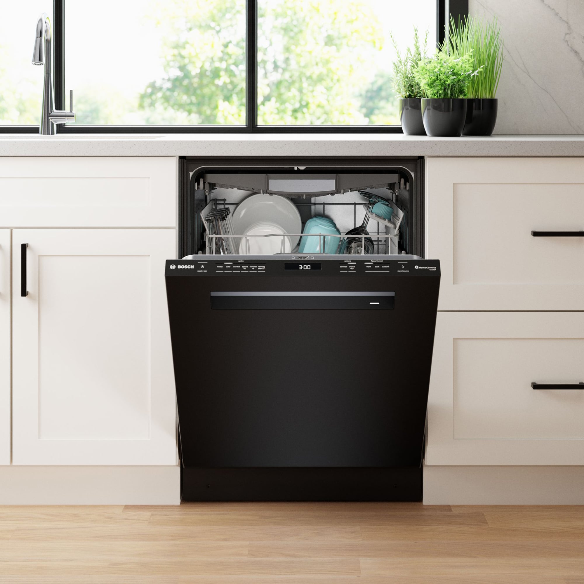 Bosch 800 Series 24 in. Top Control Smart Dishwasher with 42 dBa Sound Level, 3rd-Rack, CrystalDry & Pocket - Black, Black, hires