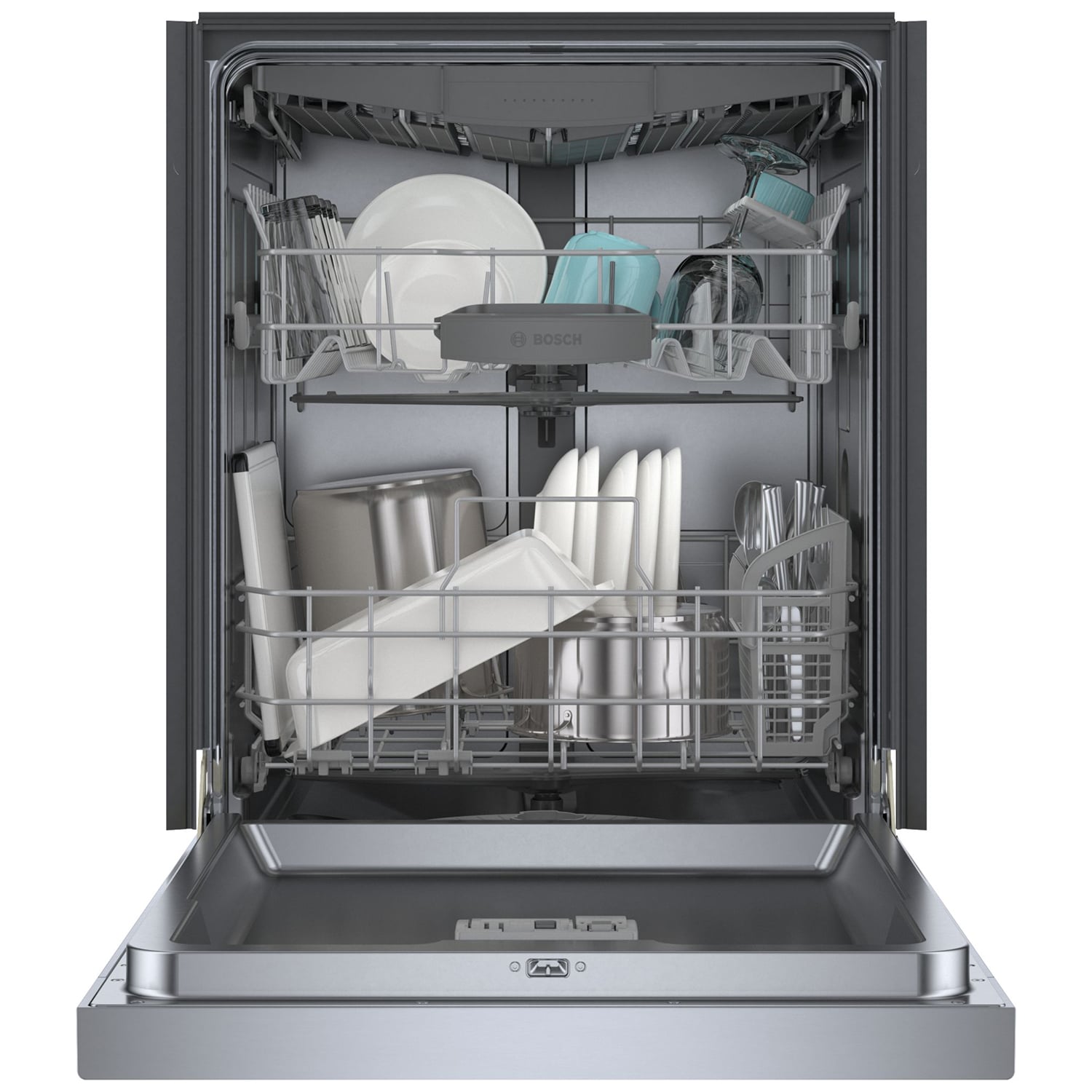 Bosch 300 Series 24 in. Front Control Smart Dishwasher with 46 dBa Sound Level, 3rd-Rack, PureDry & Pocket - Stainless Steel, , hires