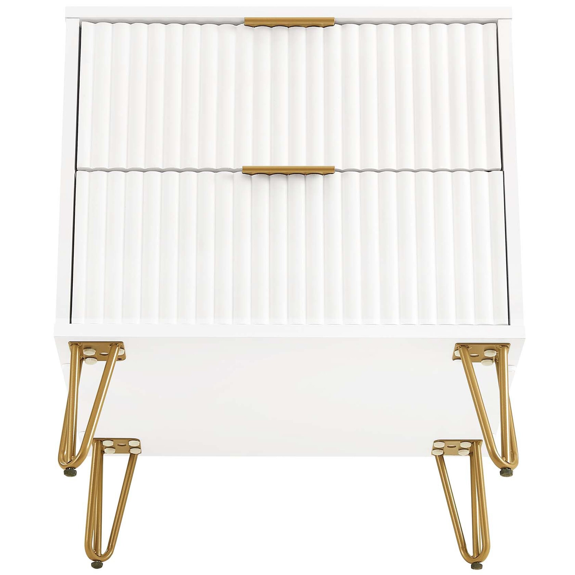 Manhattan Comfort DUMBO 2.0 Modern Nightstand with 2 Drawer & Metal Feet - White, White, hires