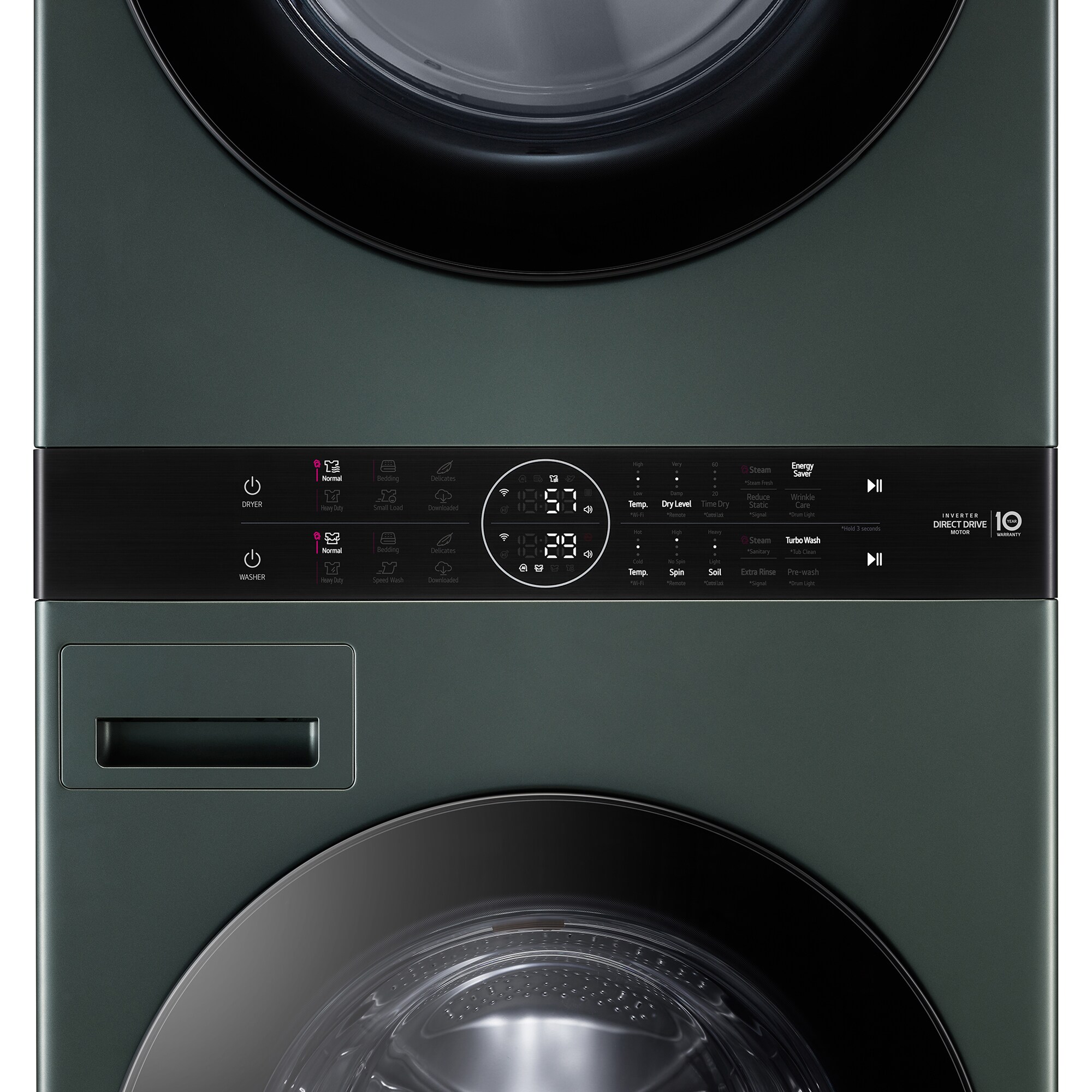 LG 27 in. WashTower with 4.5 cu. ft. Washer with 6 Wash Programs & 7.4 cu. ft. Electric Dryer with 6 Dryer Programs, Sensor Dry & Wrinkle Care - Nature Green, Nature Green, hires