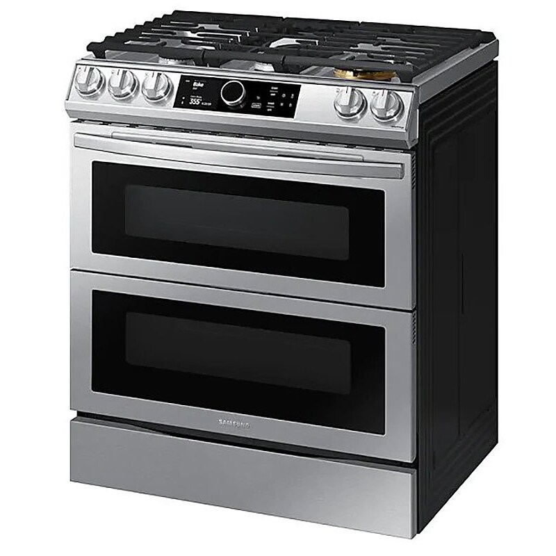 Samsung 30" SlideIn Dual Fuel Range with 5 Sealed Burners, Griddle, 6.