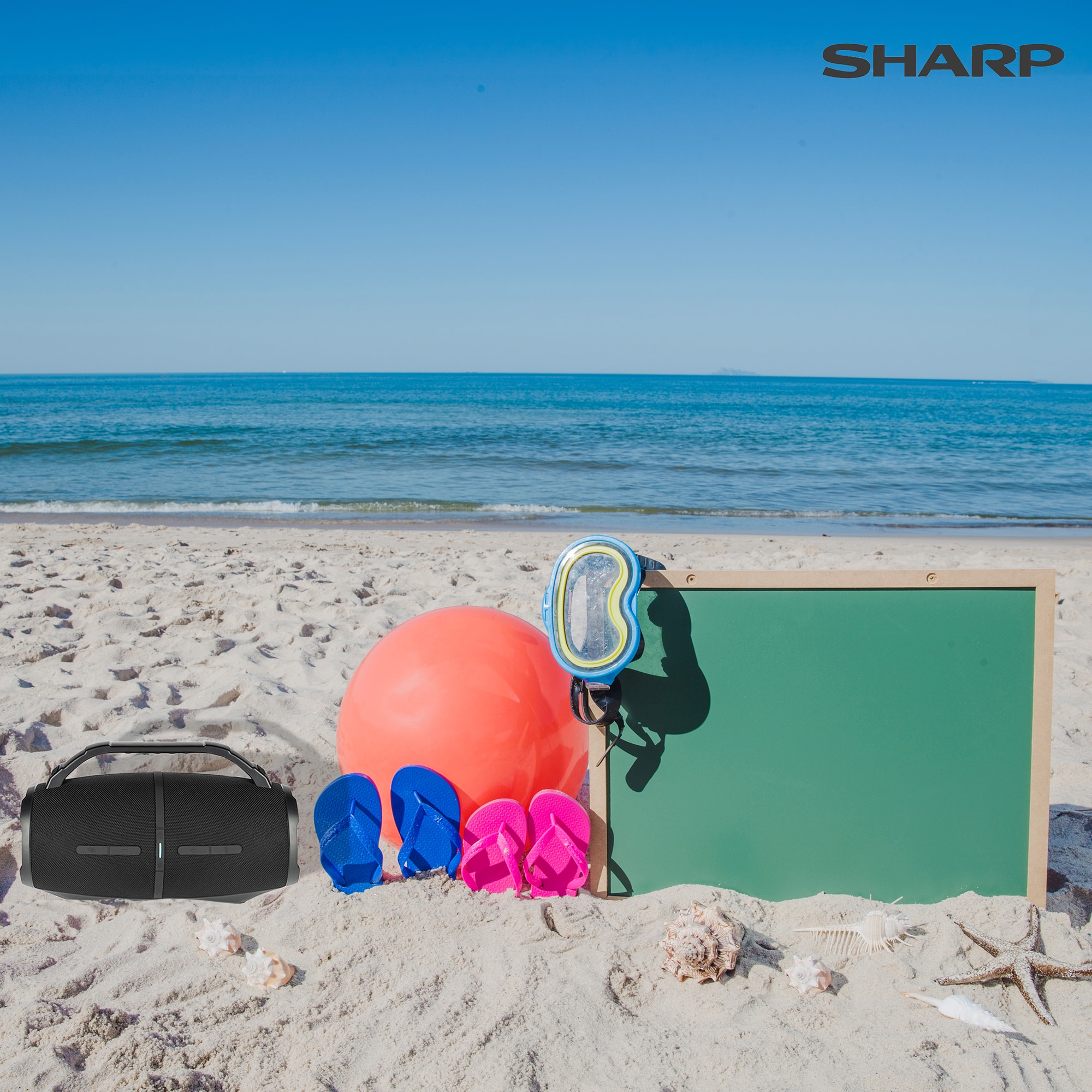 Sharp Portable Rechargeable Waterproof Bluetooth Speaker - Black, , hires