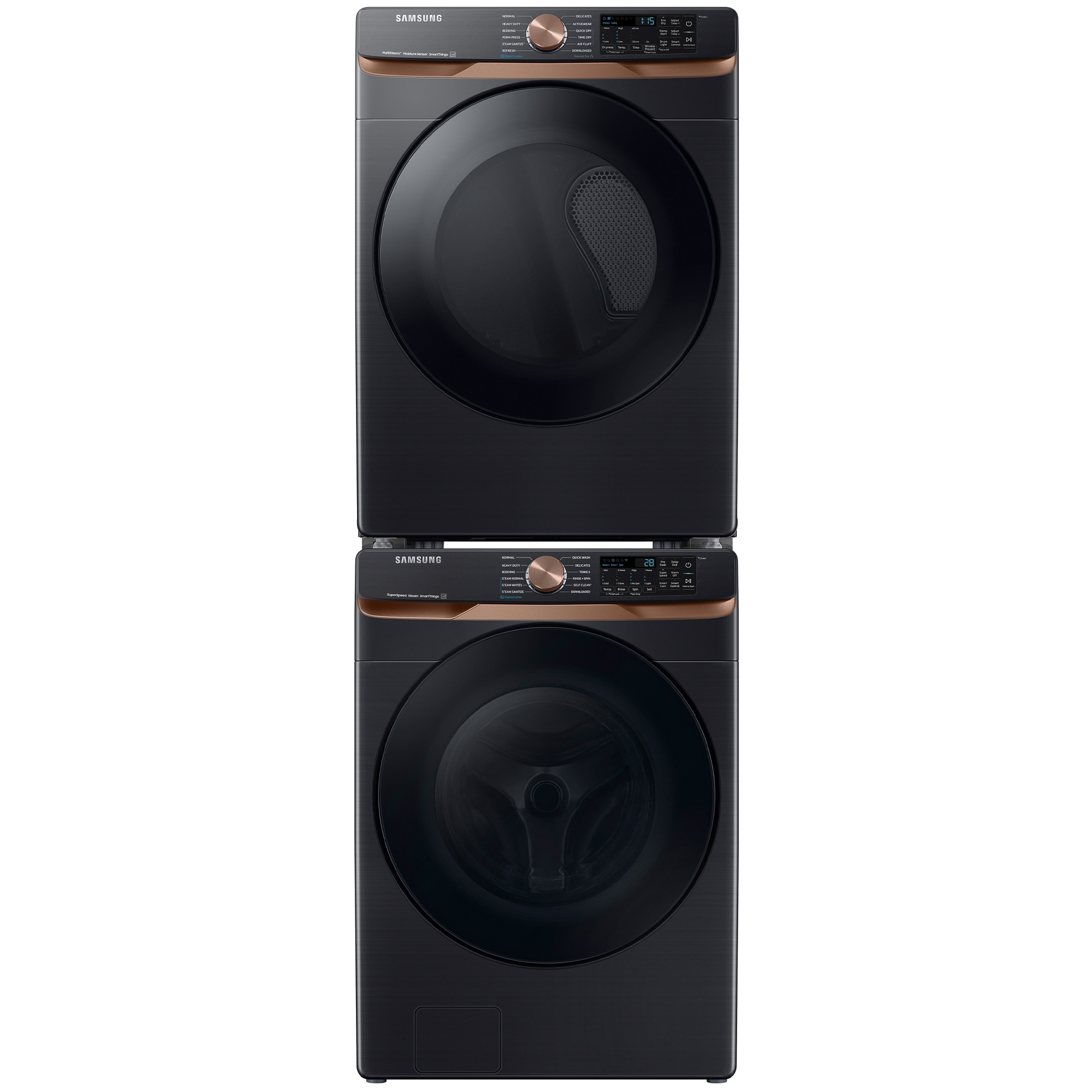 Samsung 27 in. 7.5 cu. ft. Smart Stackable Electric Dryer with Sanitize+, Steam Cycle & Sensor Dry - Brushed Black, Brushed Black, hires